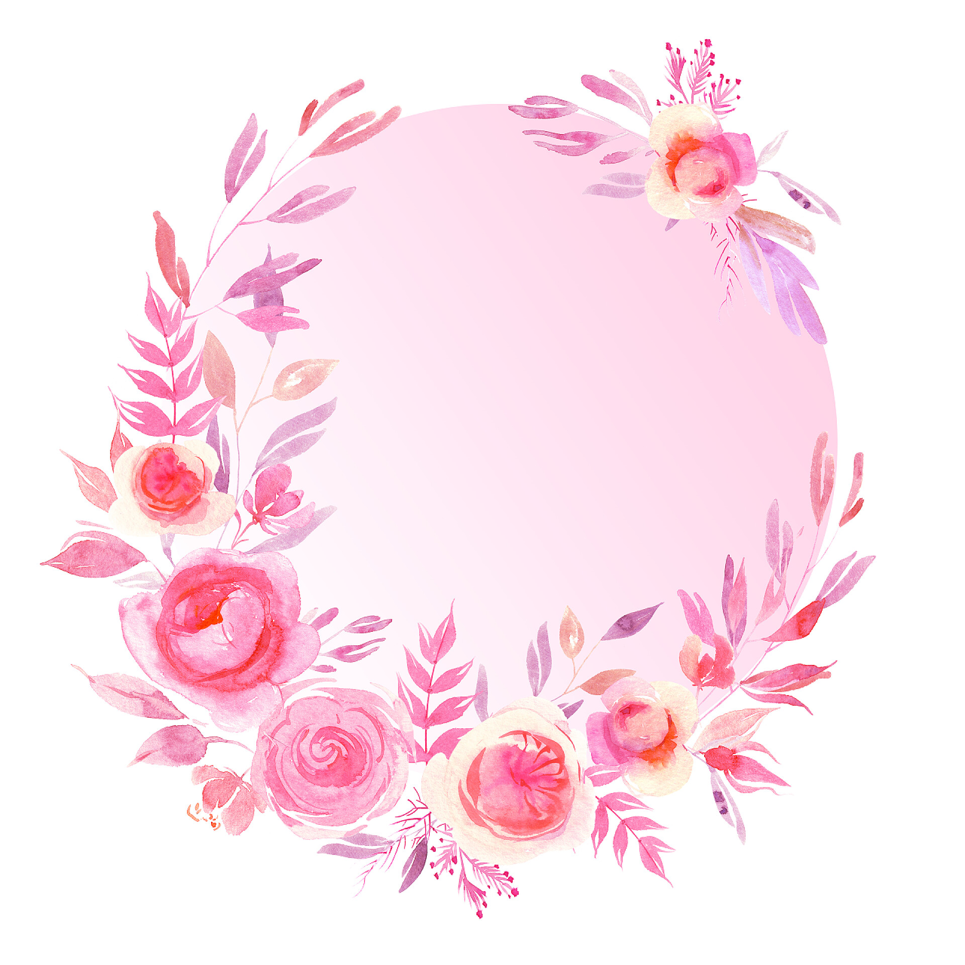 白色背景墙前的花束水彩鲜花花束