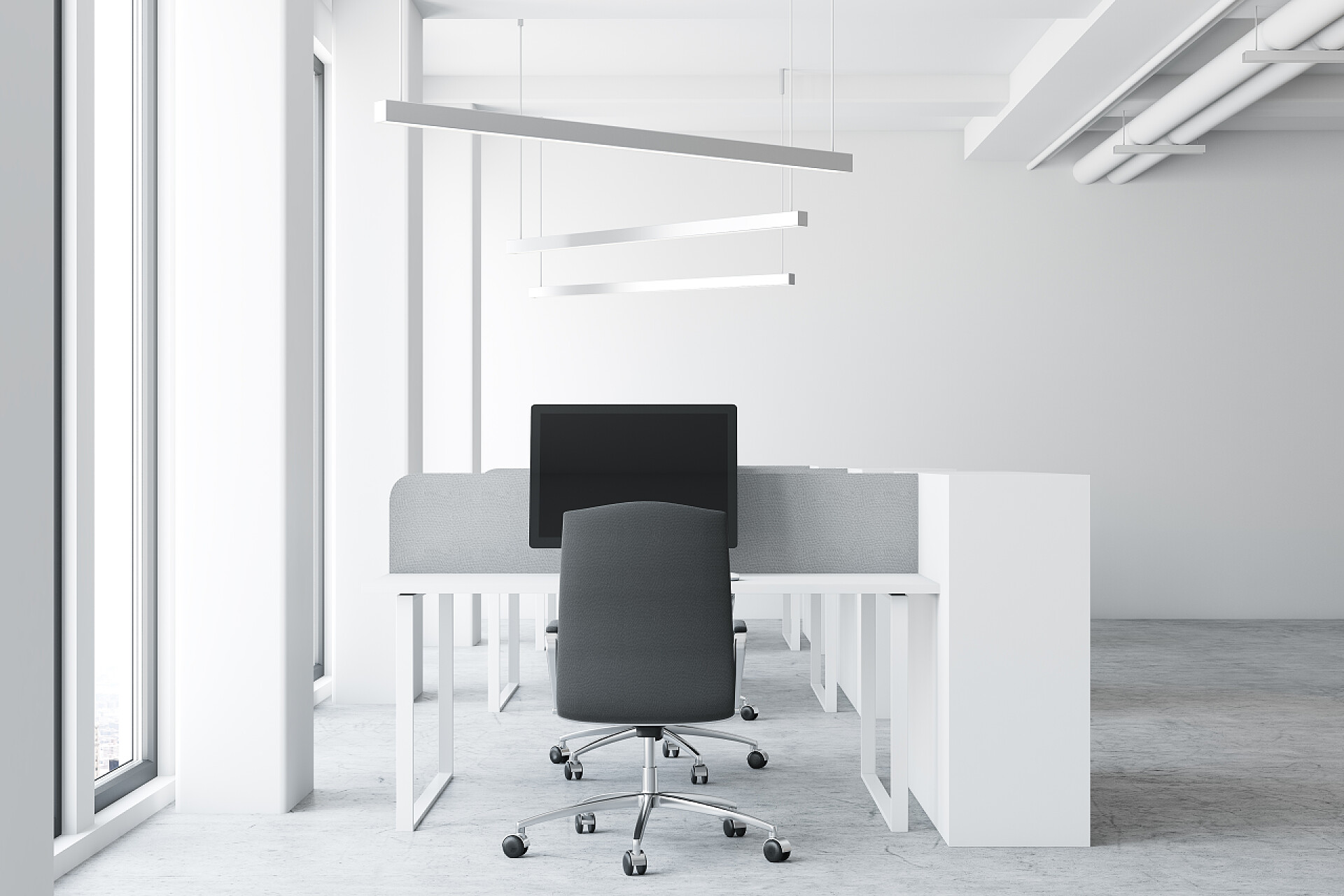 现代装修的办公室现代白色开放空间办公室