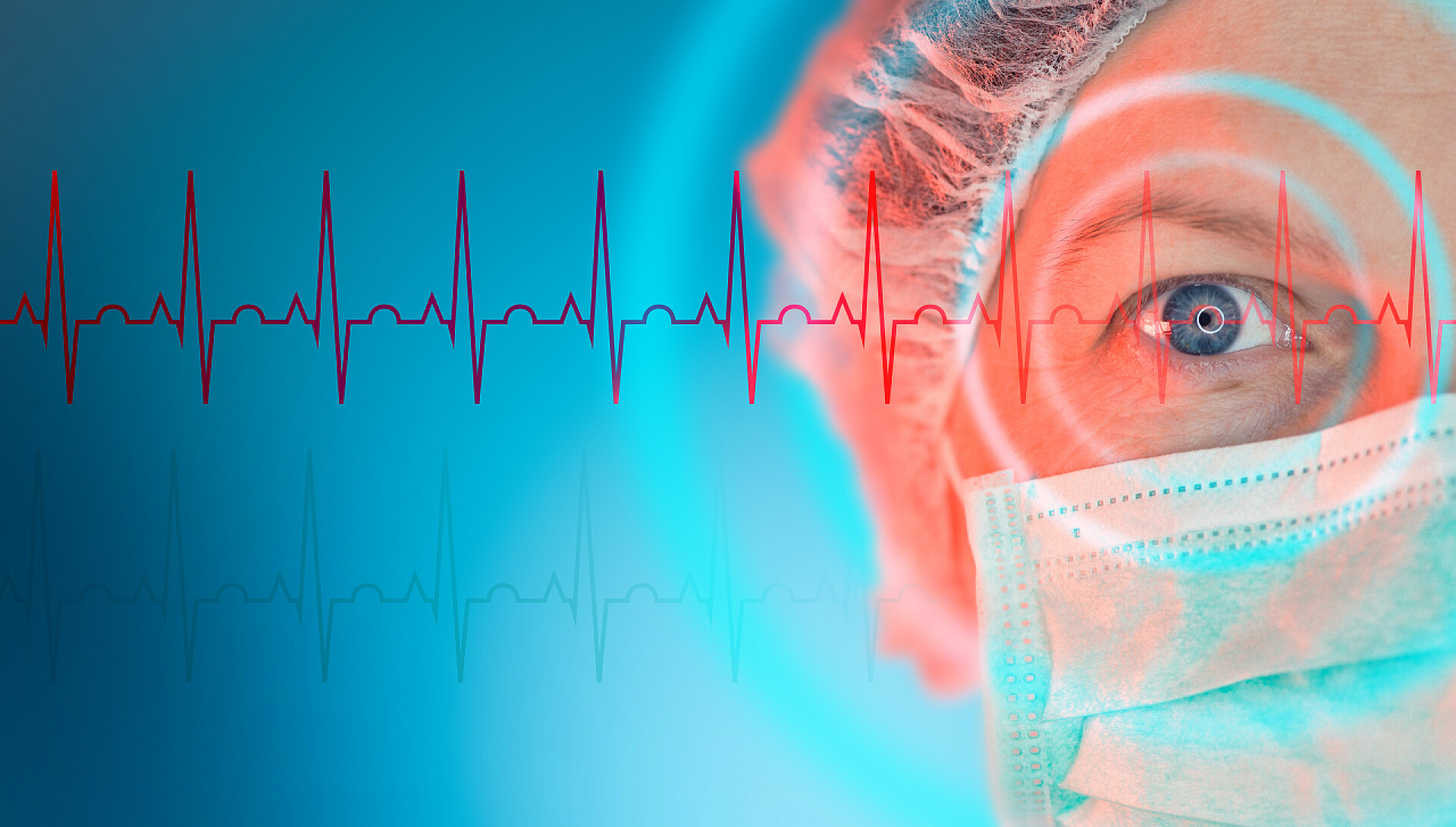 医生眼中的心脏律动线条女性心脏病学专家肖像