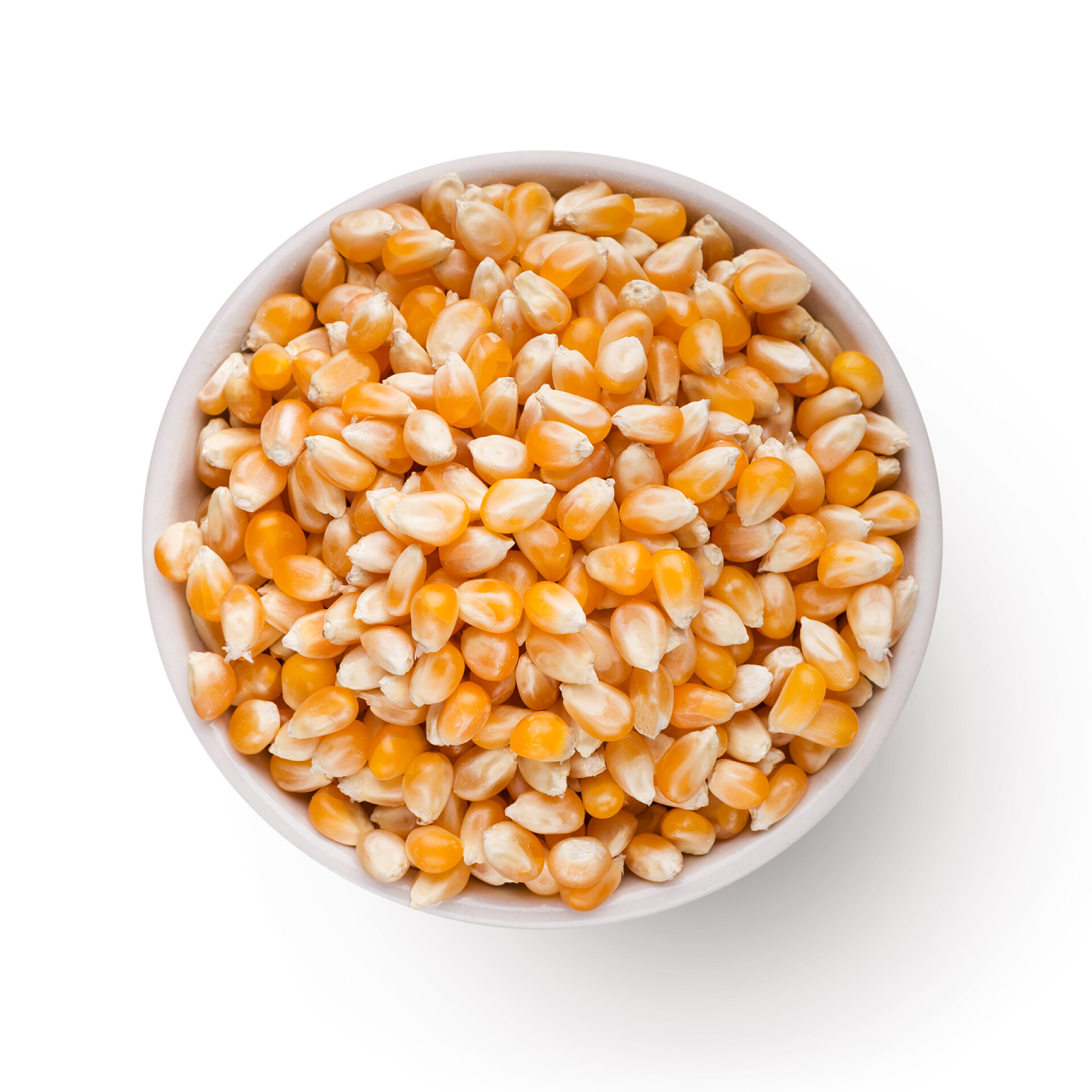 白色背景墙前的玉米粒白底碗干玉米
