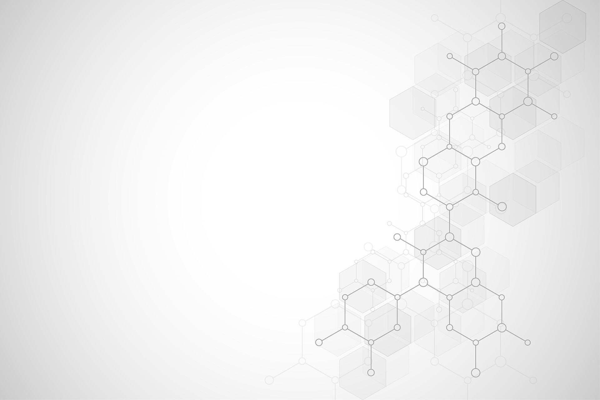 白色背景下的元素符号抽象分子结构和化学元素。医疗、科学和技术概念。六边形的几何背景.