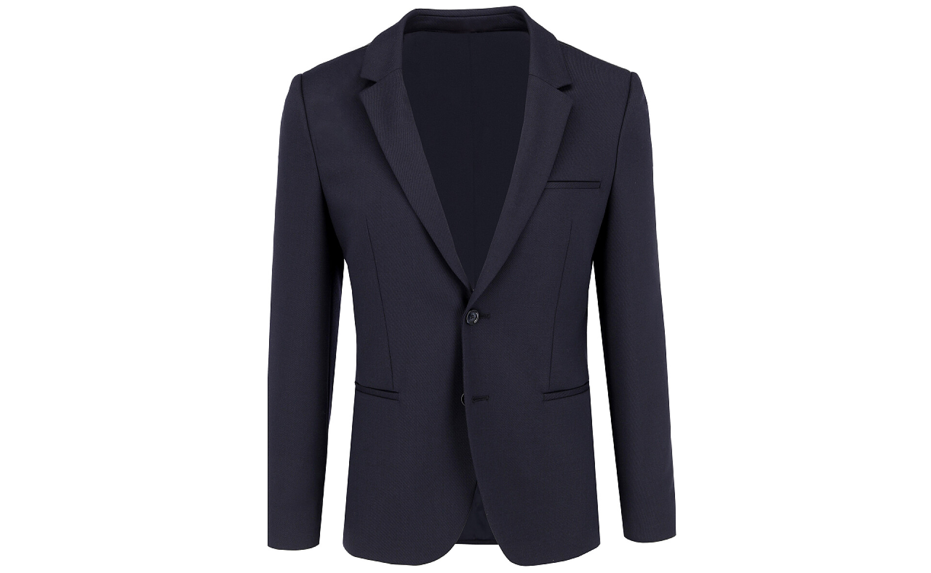 白色背景下的一套西服在白色查出的男装。时尚的正式西装. 