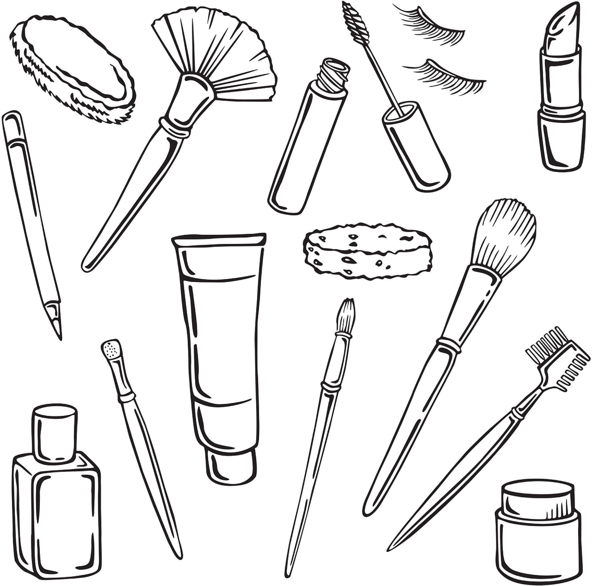 各种化妆品化妆用品的轮廓