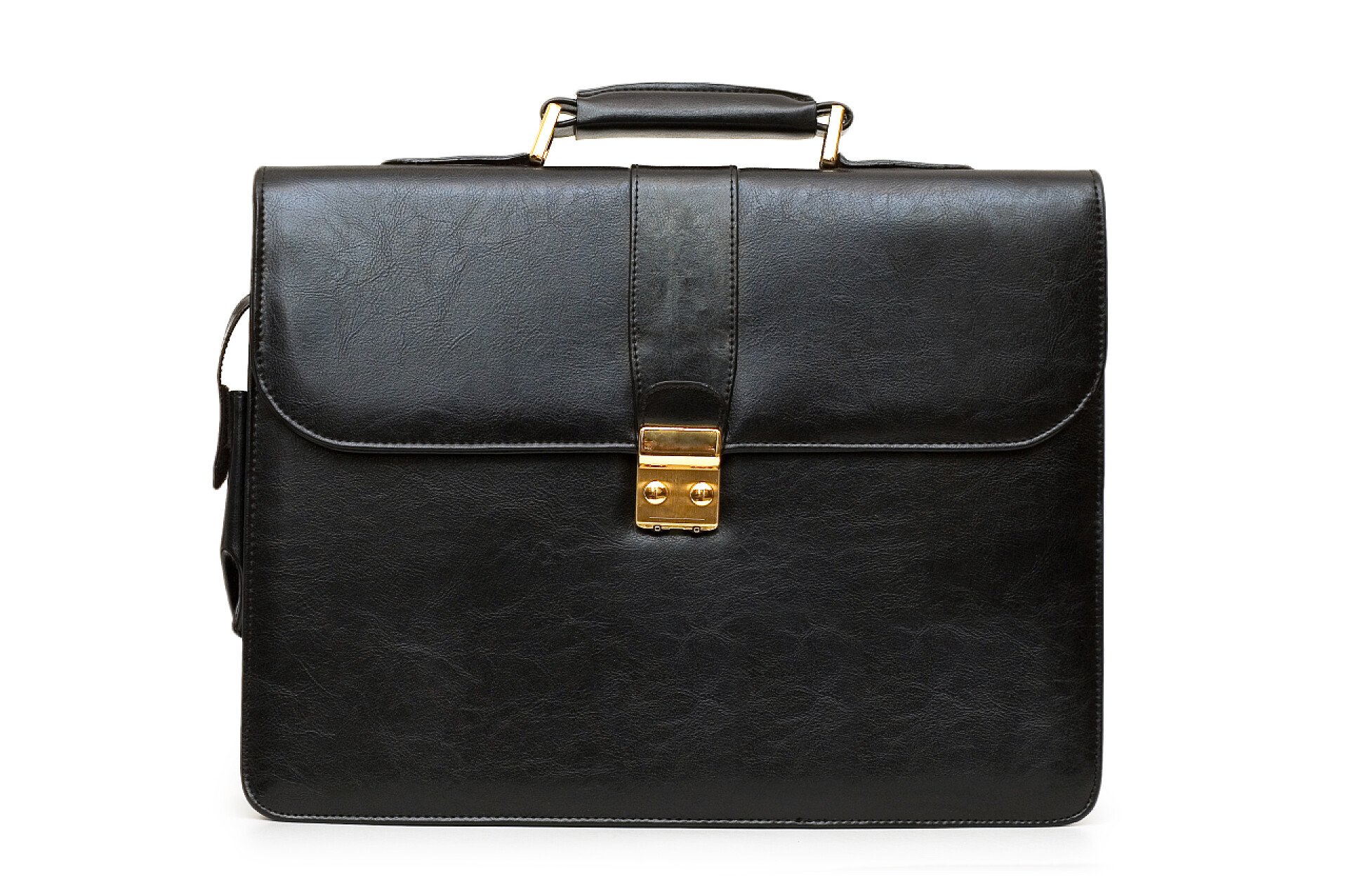 白色背景上的黑色公文包孤立在白色的黑色公文包