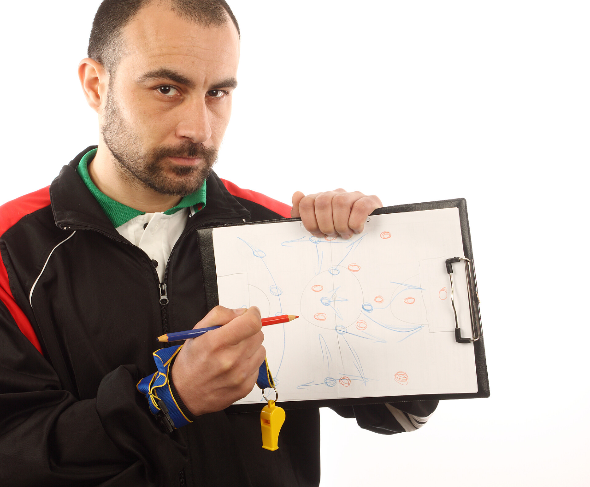 足球教练手拿画板计划策略足球战术计划