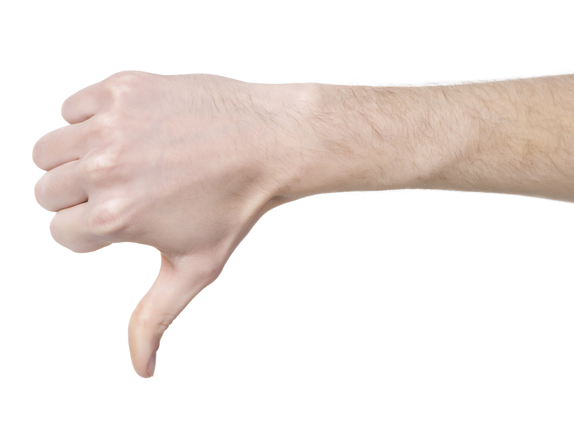 白色背景上失败的手势动作未许可的姿态