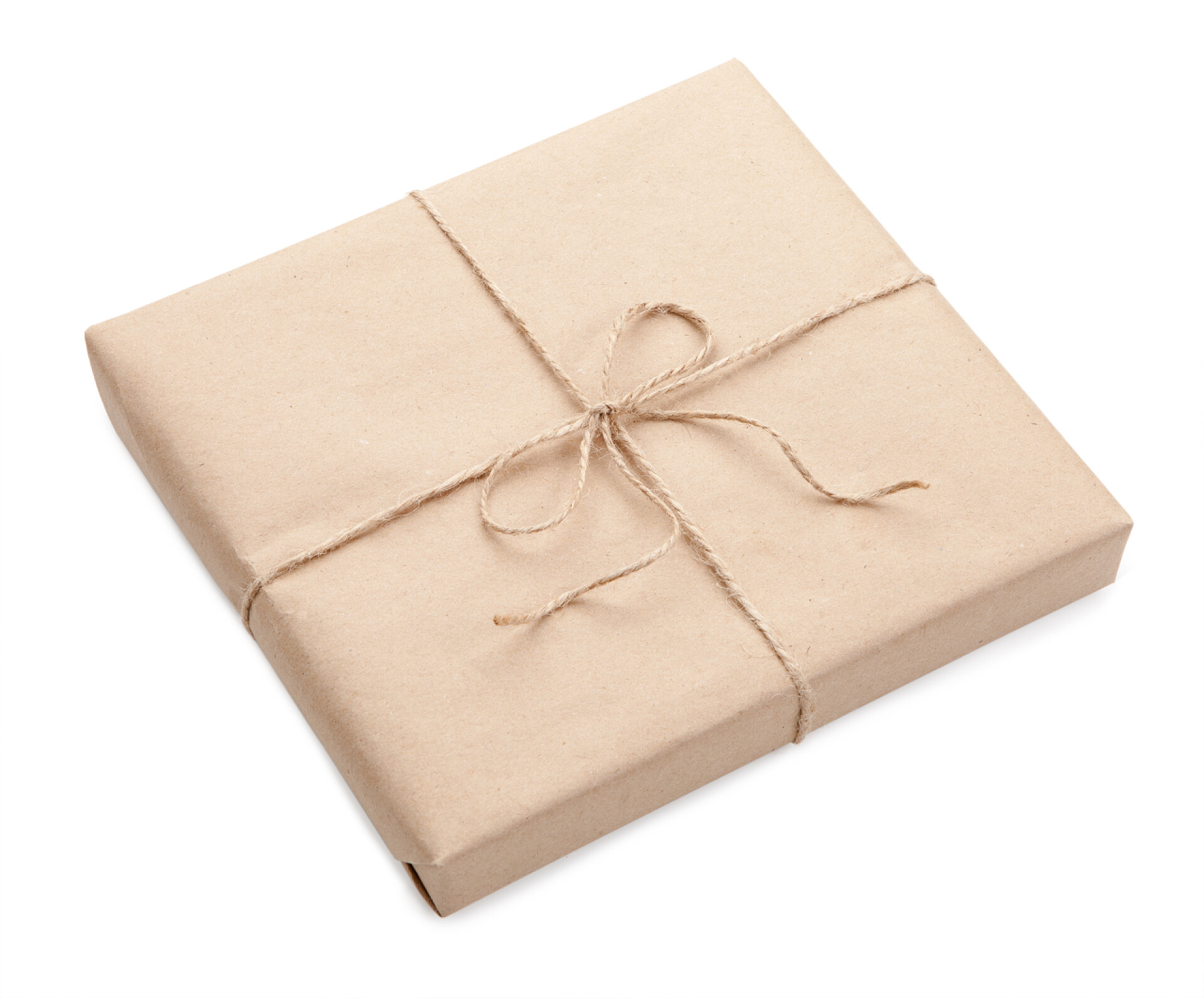 在白色背景下的礼物盒Postal parcel on a white background isolated