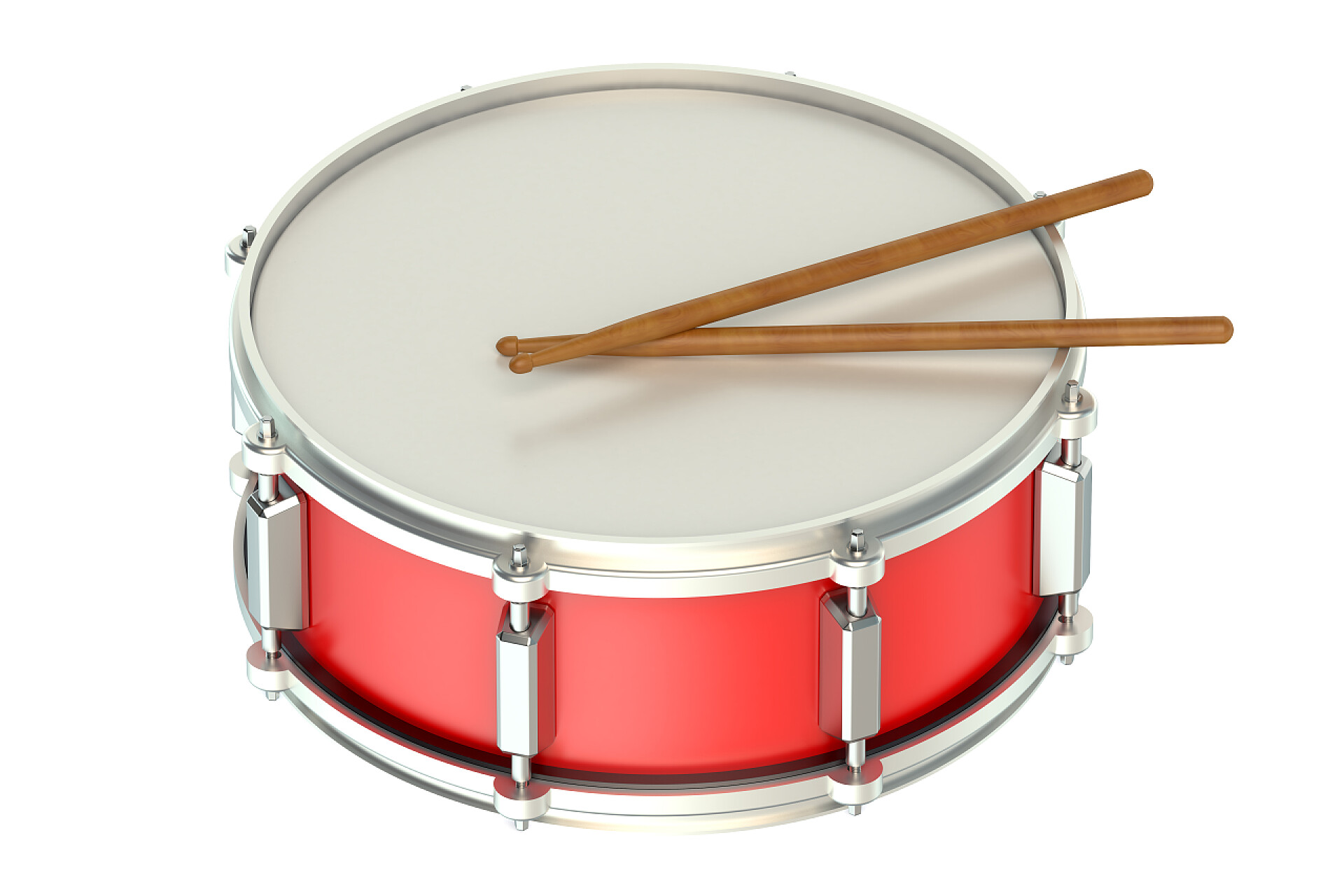 白色背景上的红色鼓红鼓