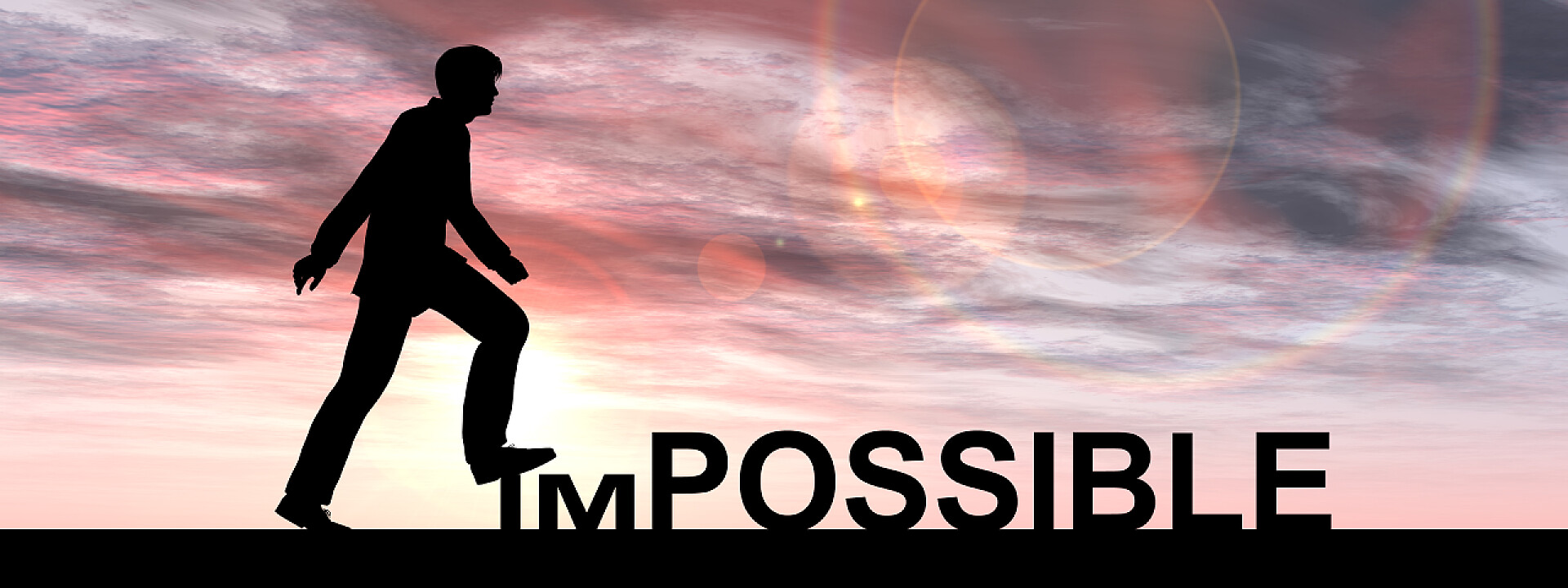 日落背景下的商业剪影逐过程不可能文本的商人 