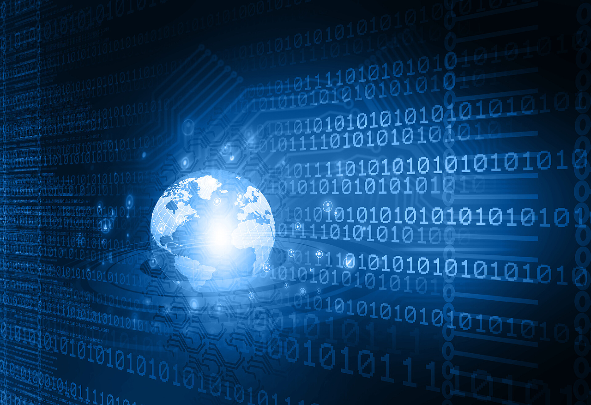 全球互联网技术3D渲染数字世界, 全球互联网技术。3d 插图 