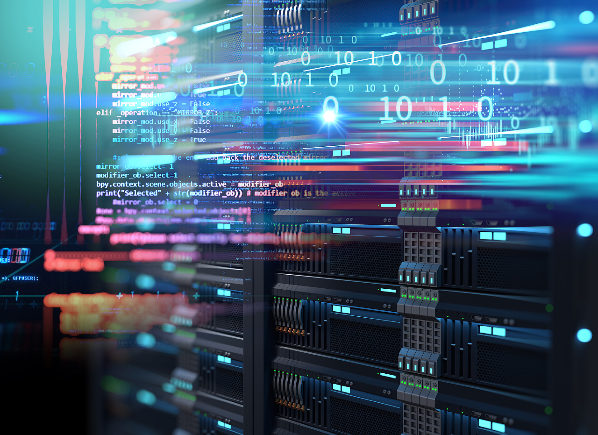 数据中心的服务器数据中心中的超级计算机服务器机架。3d 插图