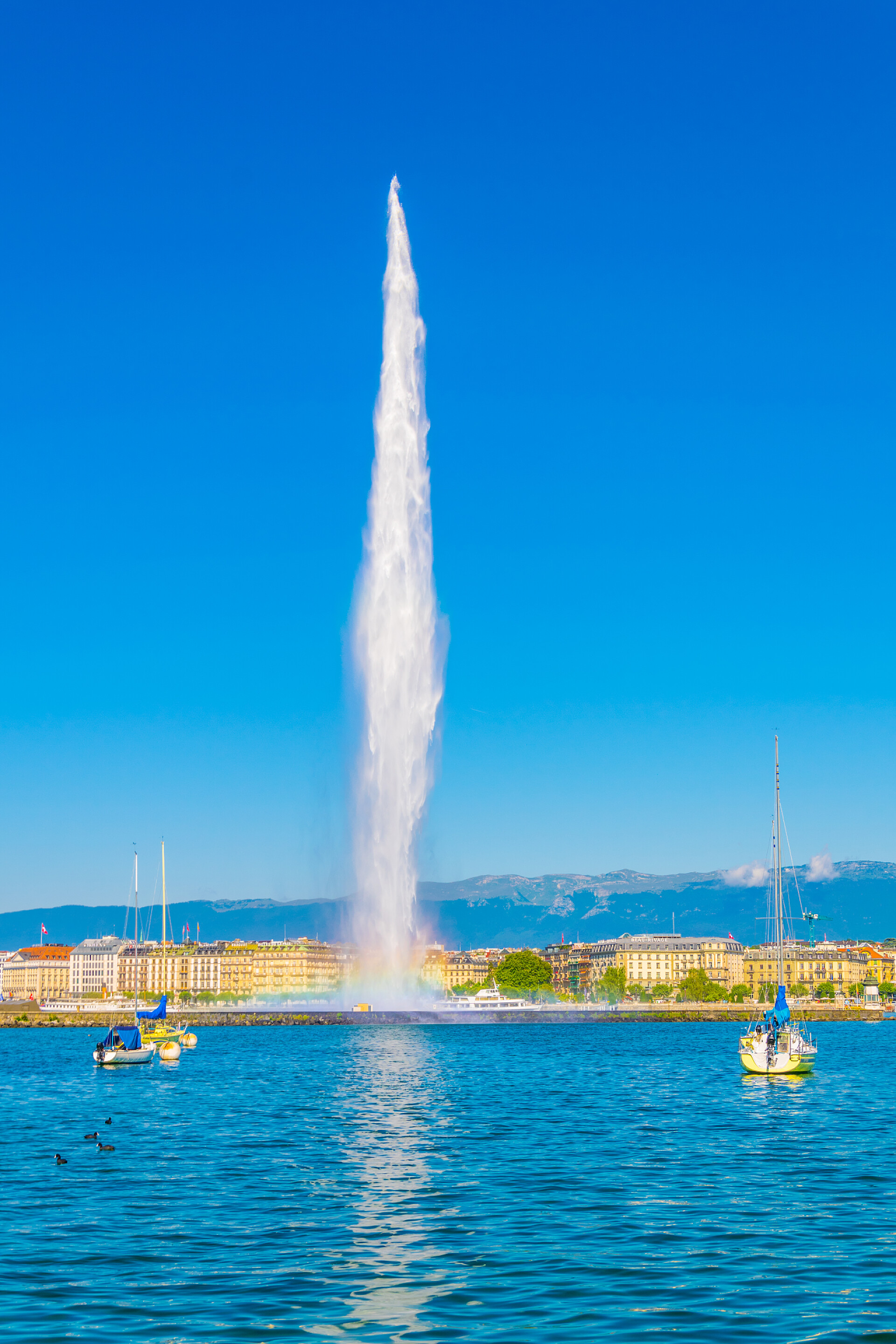 瑞士基涅夫市的喷泉瑞士基涅夫市 jet d ' au 喷泉