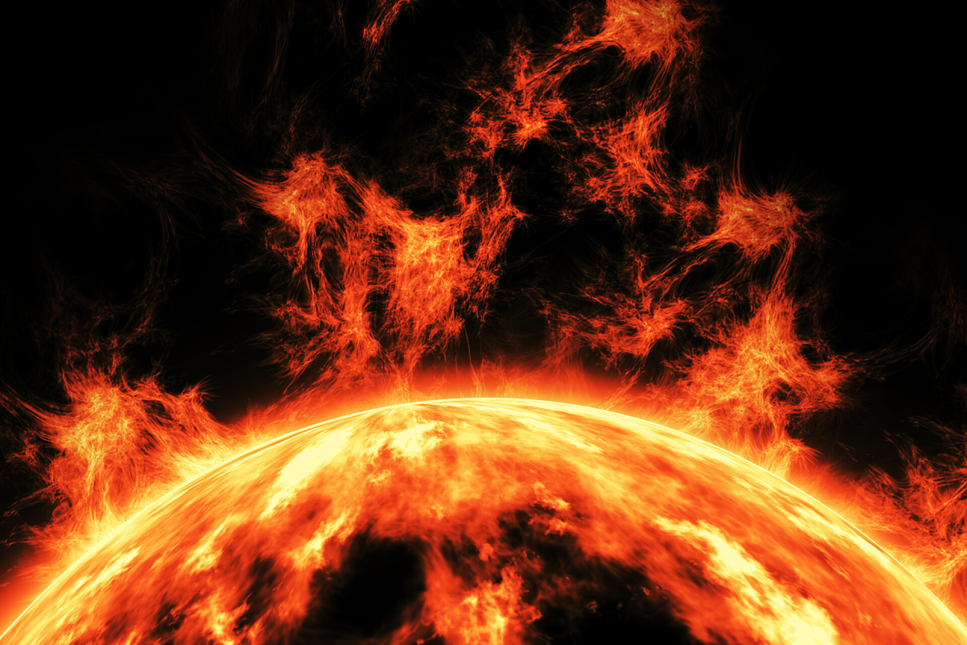 黑色背景上的火焰3d 渲染, 火球, 燃烧的火