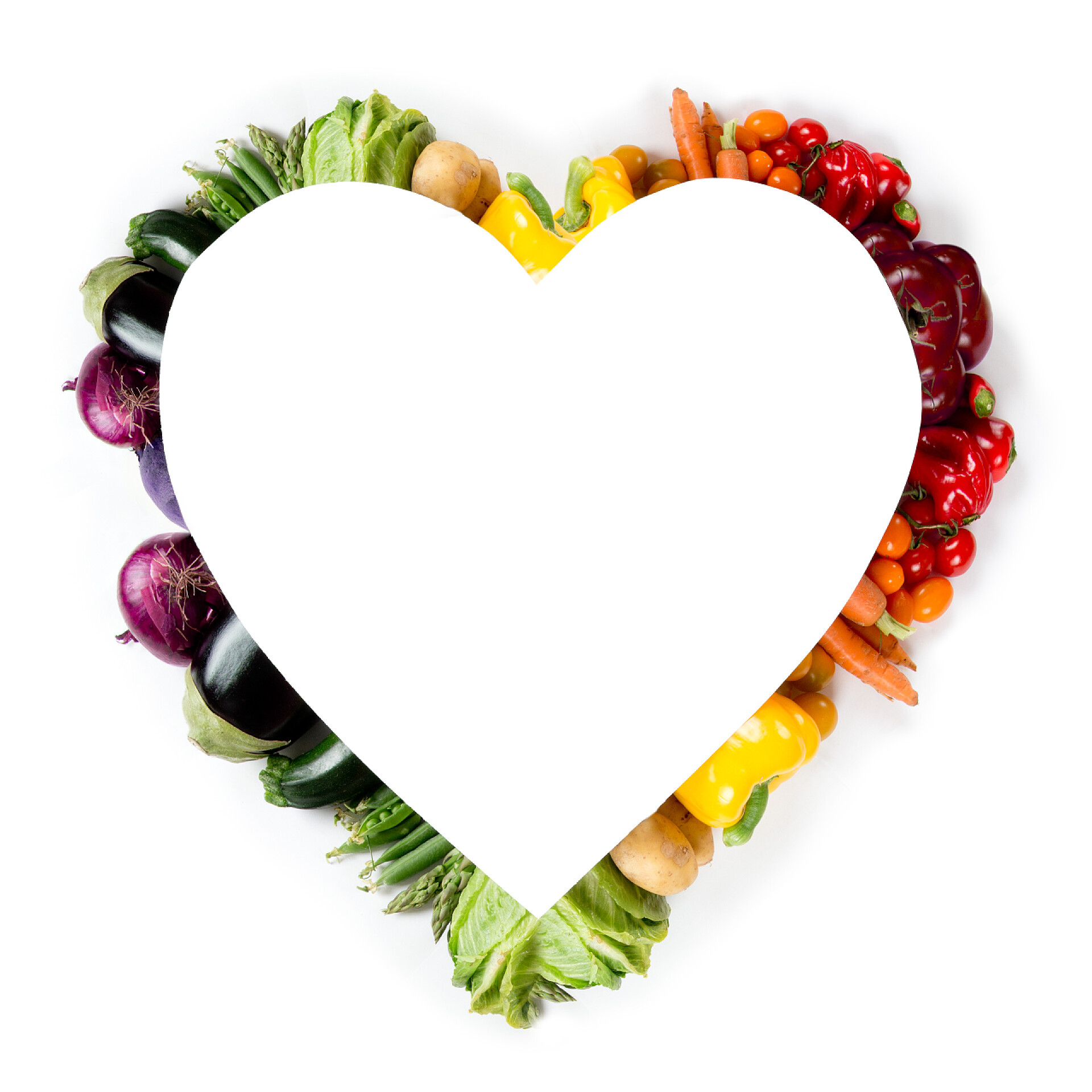 白色背景前的爱心营养餐