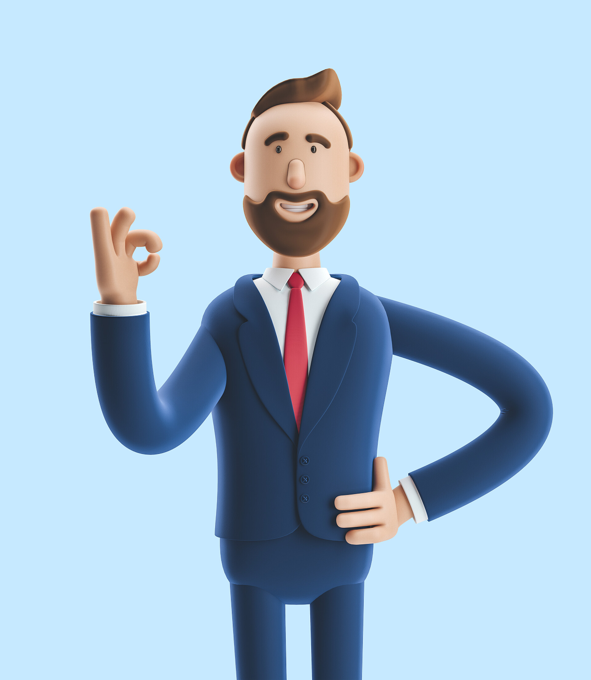 蓝色背景前的商务人士