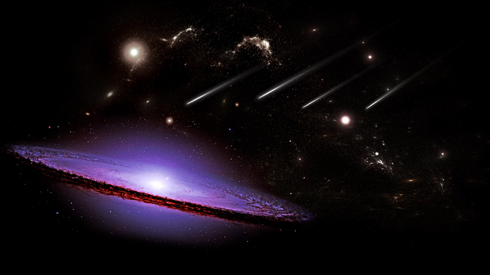 黑暗神秘的太空宇宙中的小行星行星和星系，科幻壁纸。深空之美。宇宙中数十亿星系 宇宙艺术背景