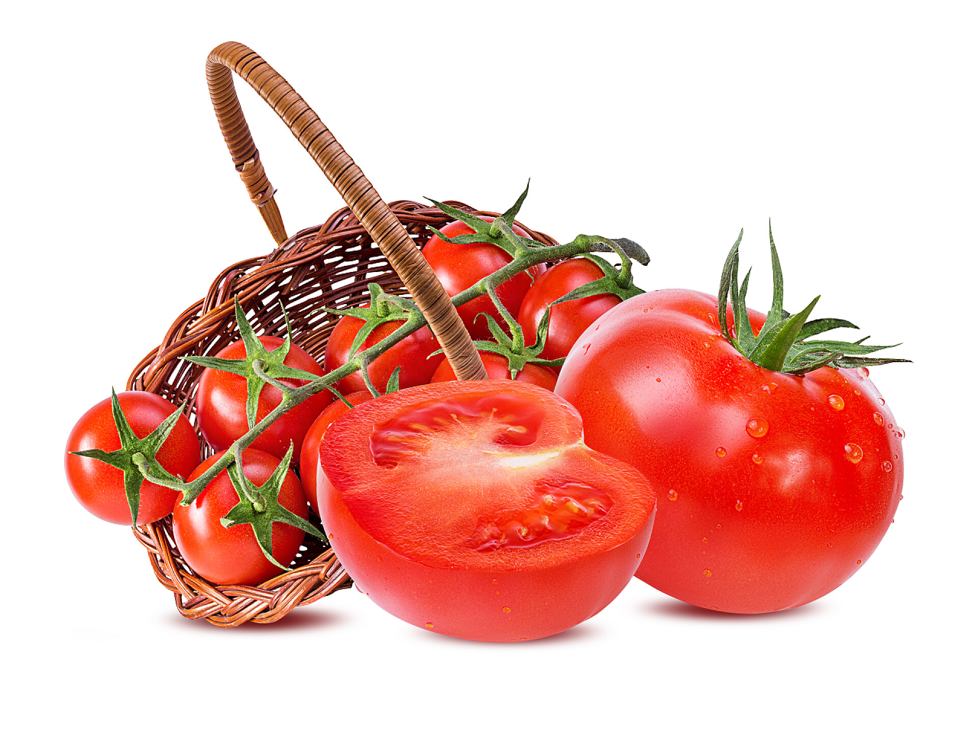 白色背景下的番茄以白色背景隔离的番茄