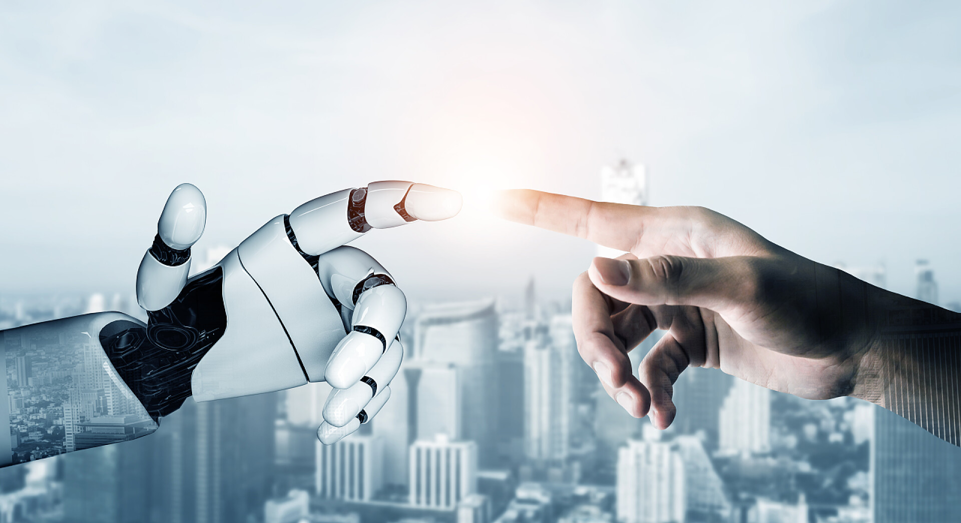 人工智能与人类智慧的融合3D渲染未来机器人技术的发展、人工智能人工智能和机器学习的概念。全球机器人生物科学研究促进人类生活的未来.