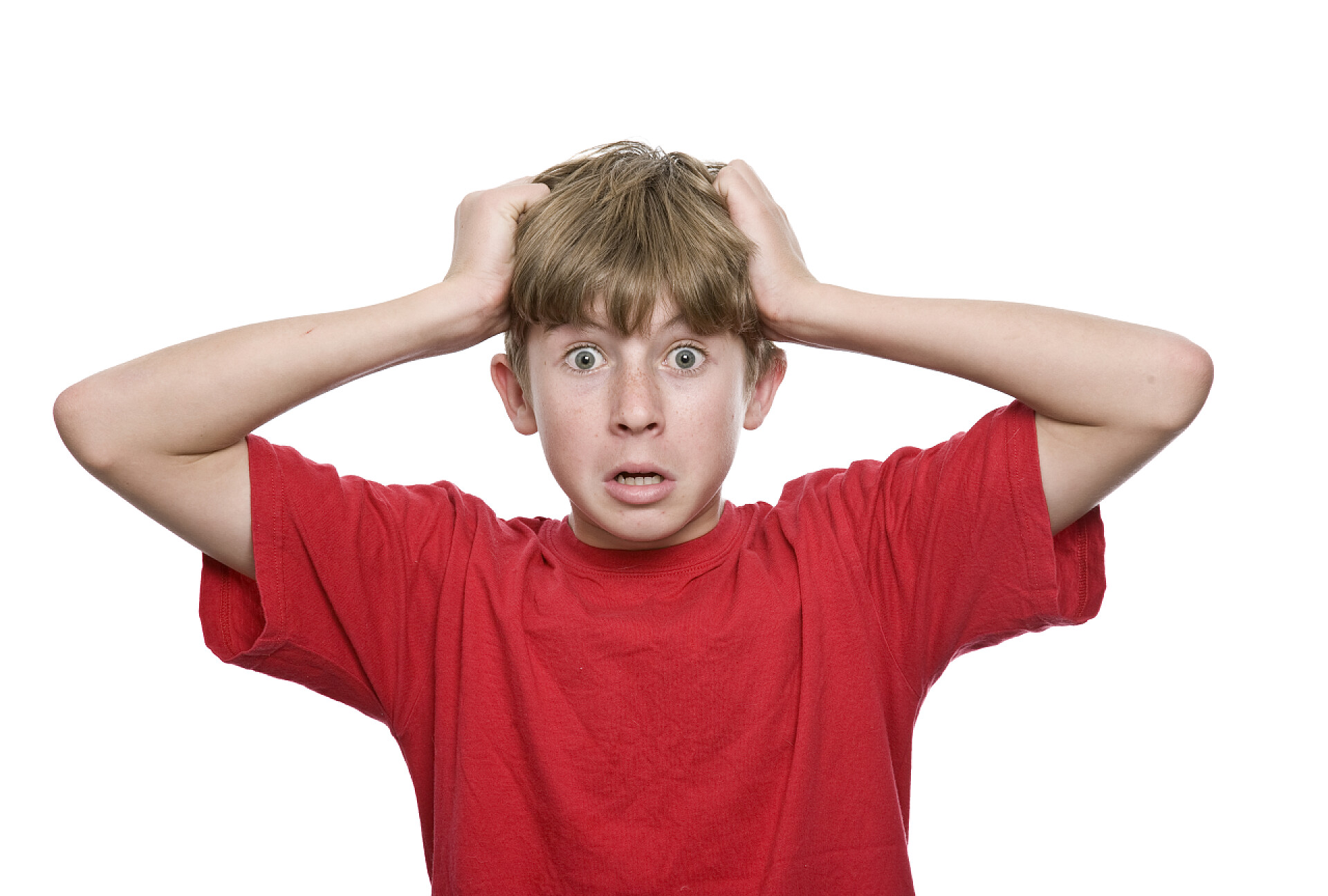 白色背景上的孩子焦虑的表情对孩子焦虑的表情.