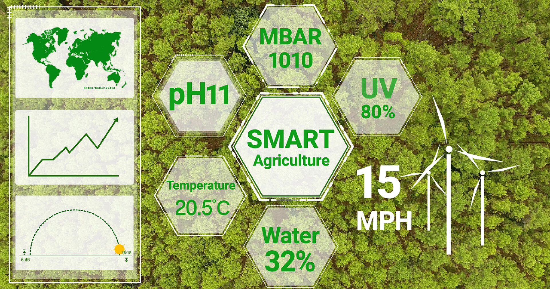 树木上的数据采集图案智能数字农业技术采用未来传感器数据采集管理，利用人工智能控制作物生长和收获质量。计算机辅助种植的概念.