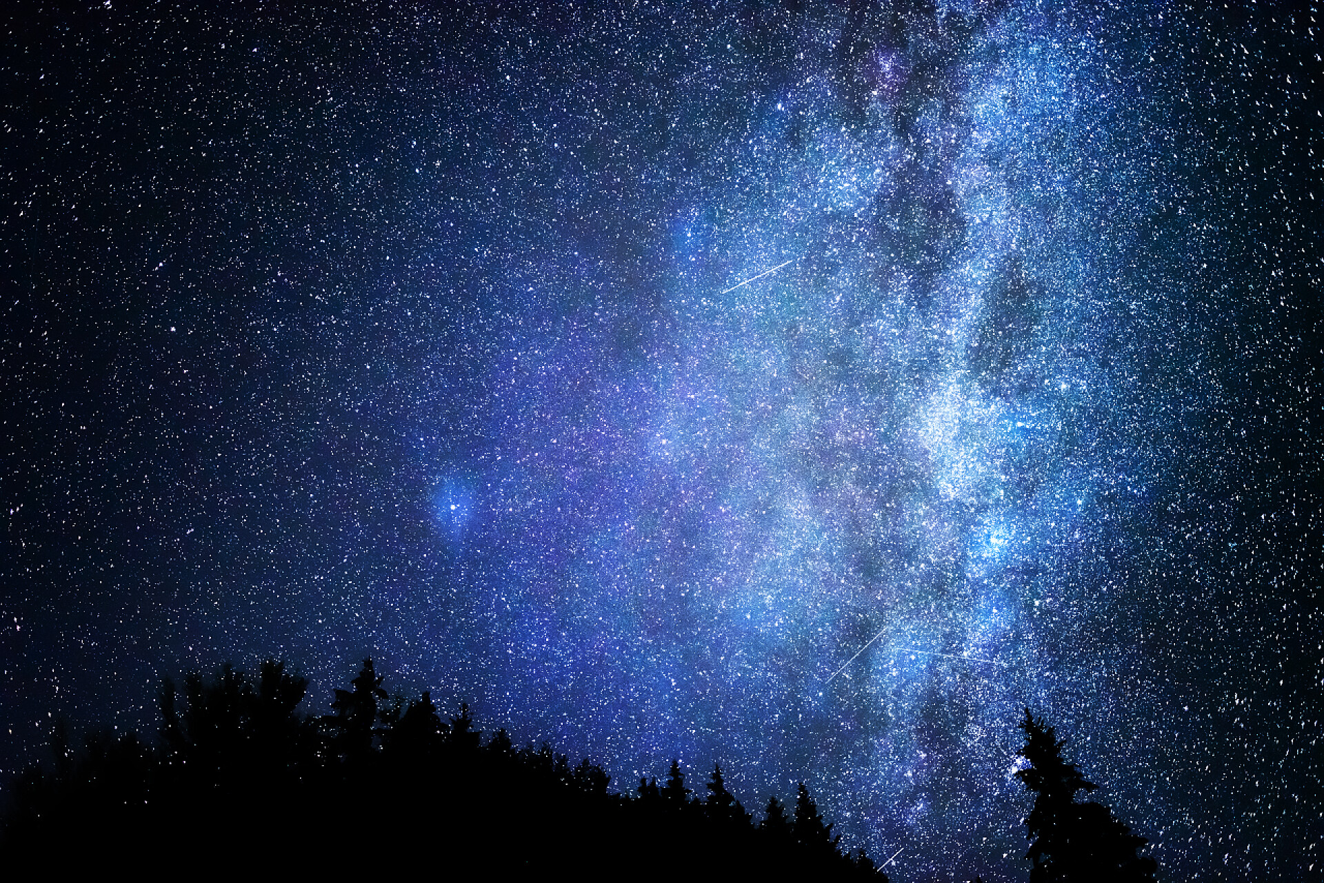 唯美蓝色梦幻星空银河系的星系。星空.