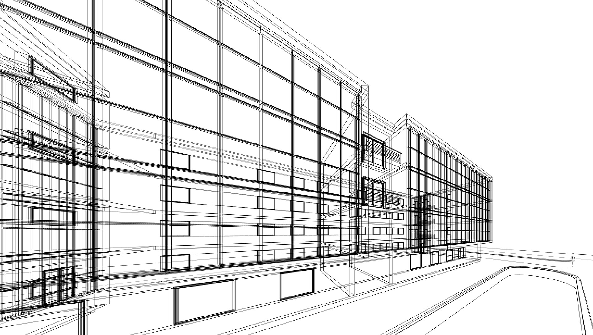 白色背景上用铅笔勾勒出来的草图最小几何形状,建筑线