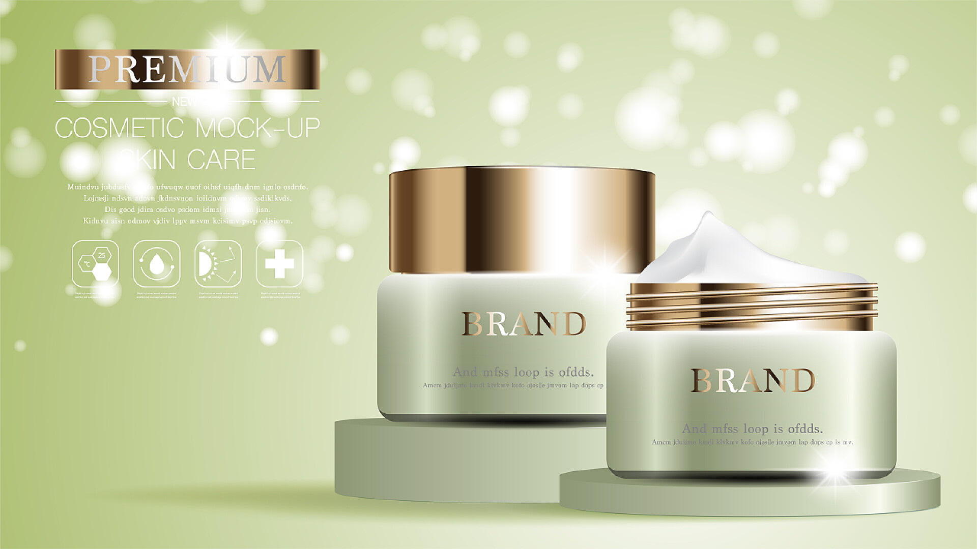 绿色背景下的两瓶面霜