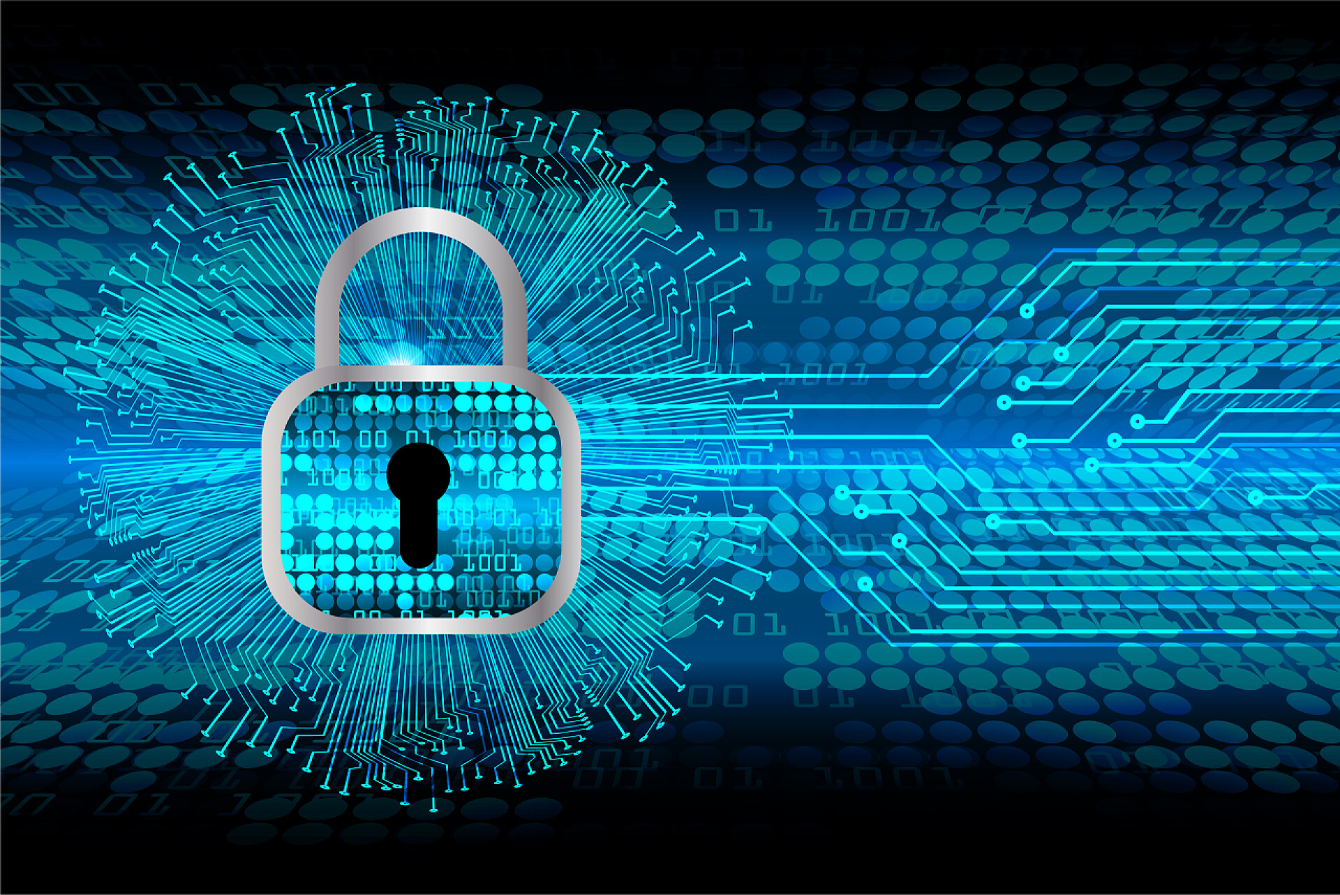 绿色背景下的数据线和锁头