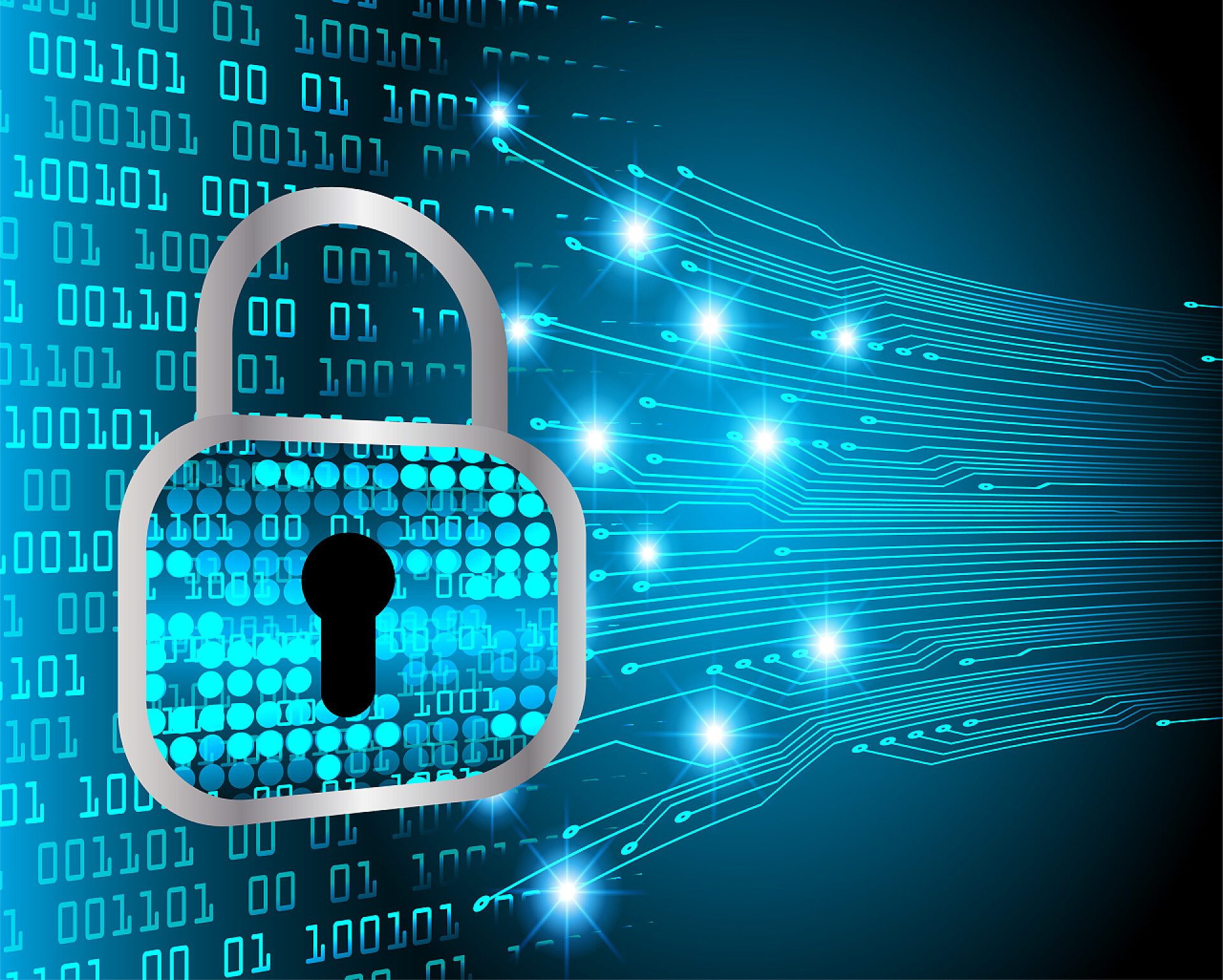 蓝绿色背景墙的数据分析和锁头