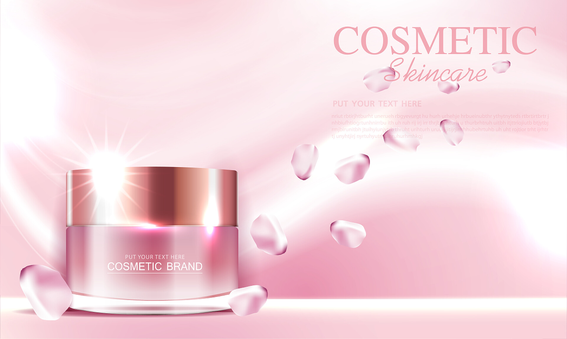 美容医美粉色背景前的面霜