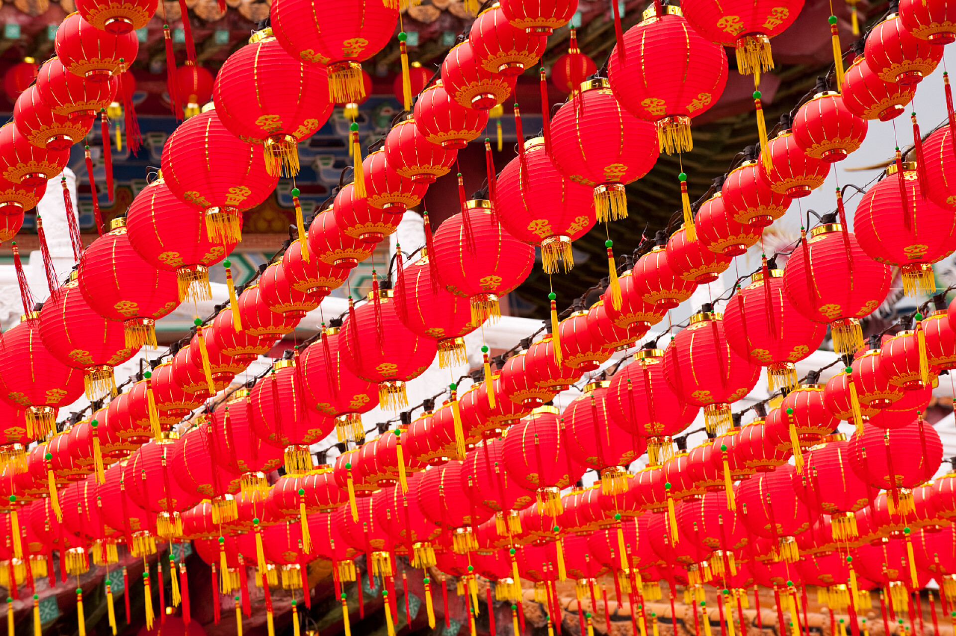 一堆红灯笼特写镜头装饰品春节节日