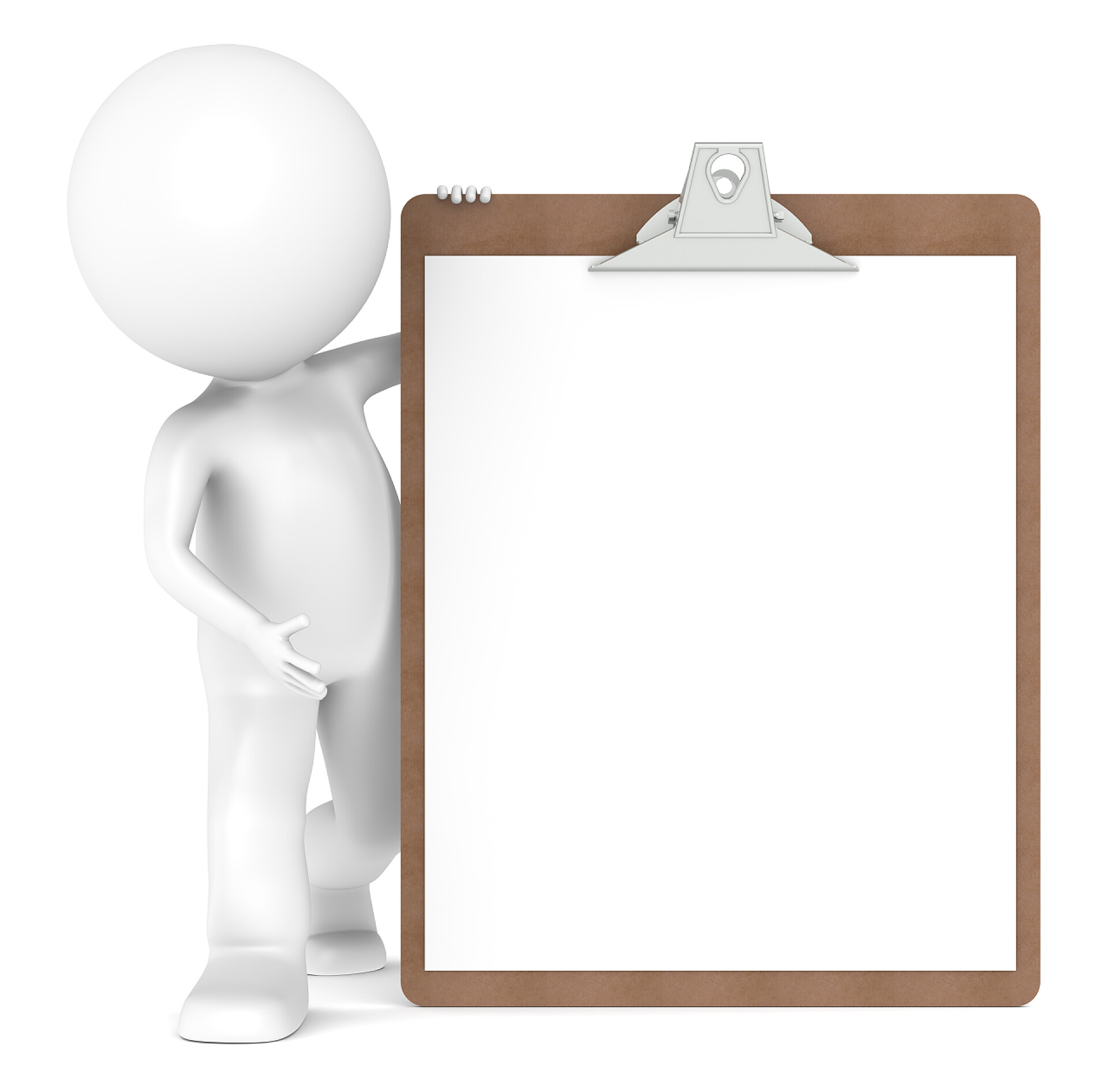 3d立体小人旁边拿着空白的剪贴板