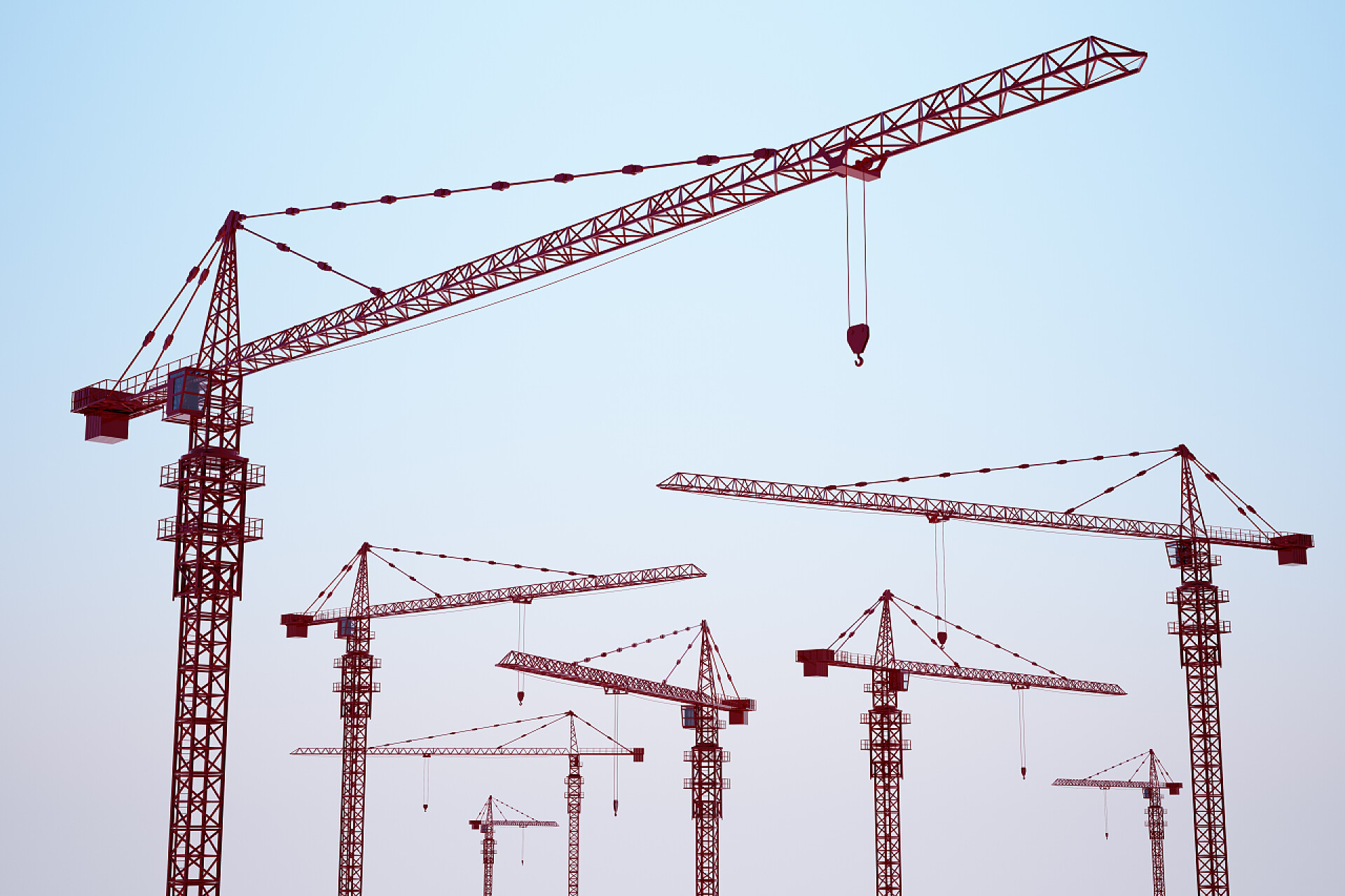 在施工现场的起重机建筑工程建筑