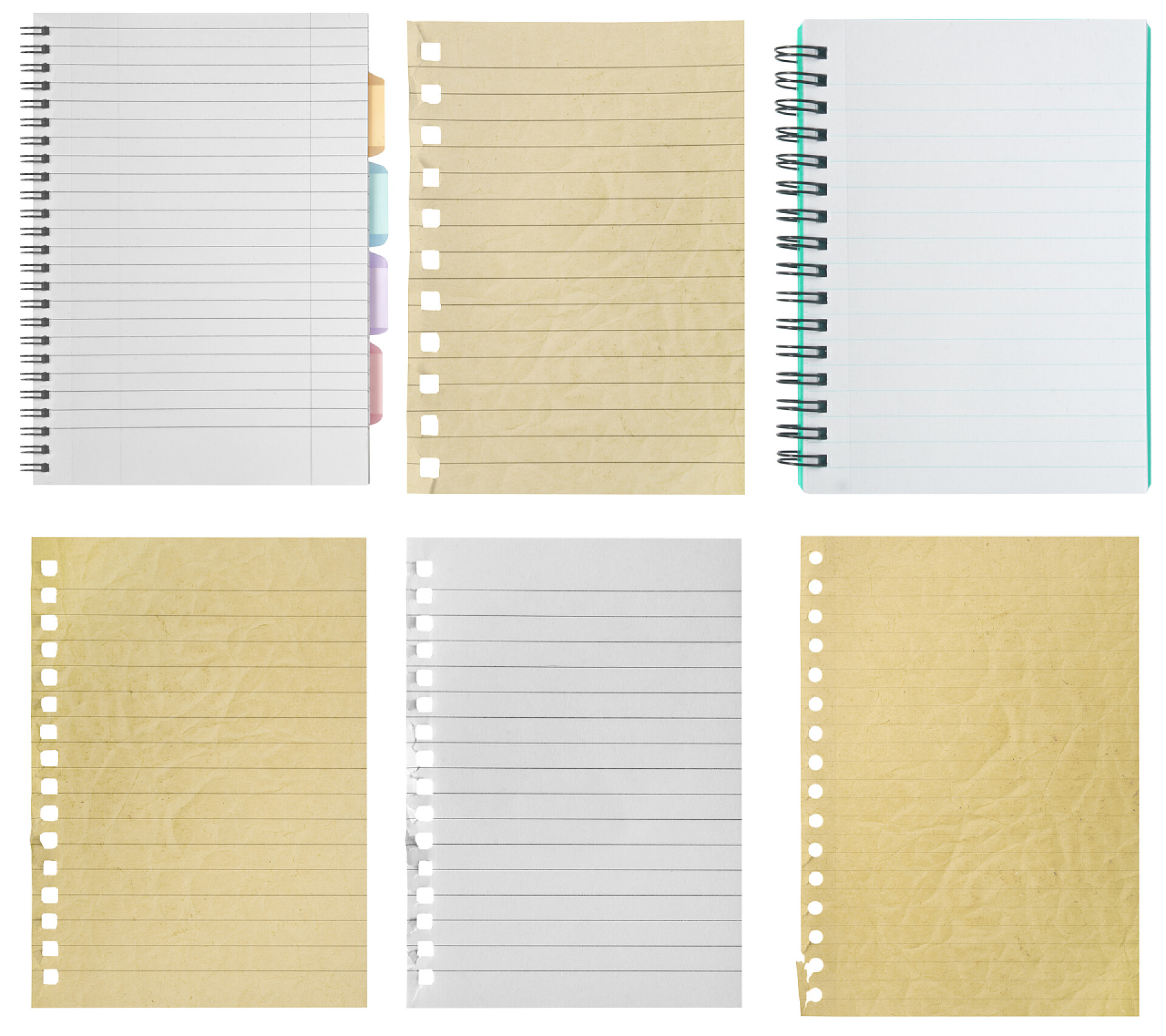 不同类型的笔记本纸张