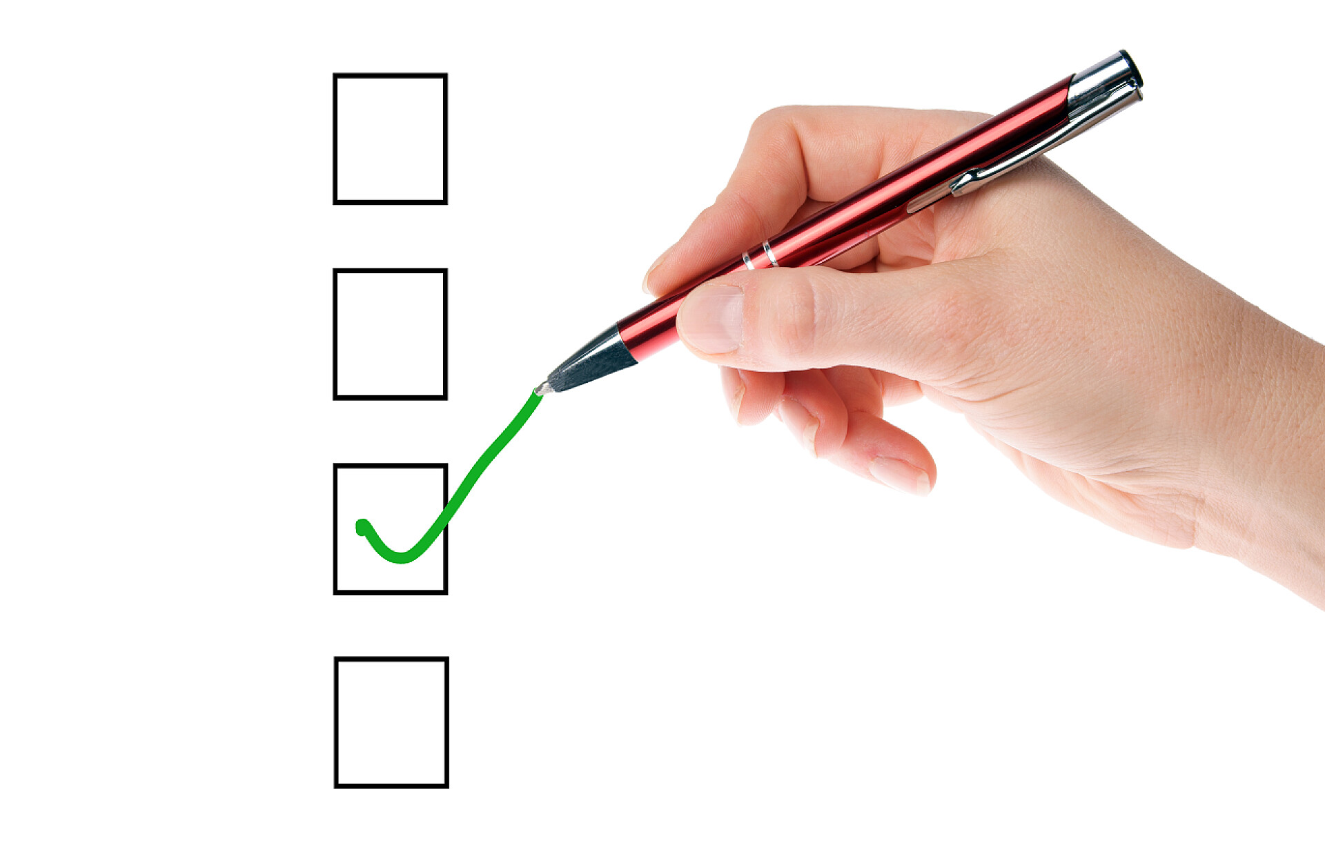 商务白色背景上写一份清单的手