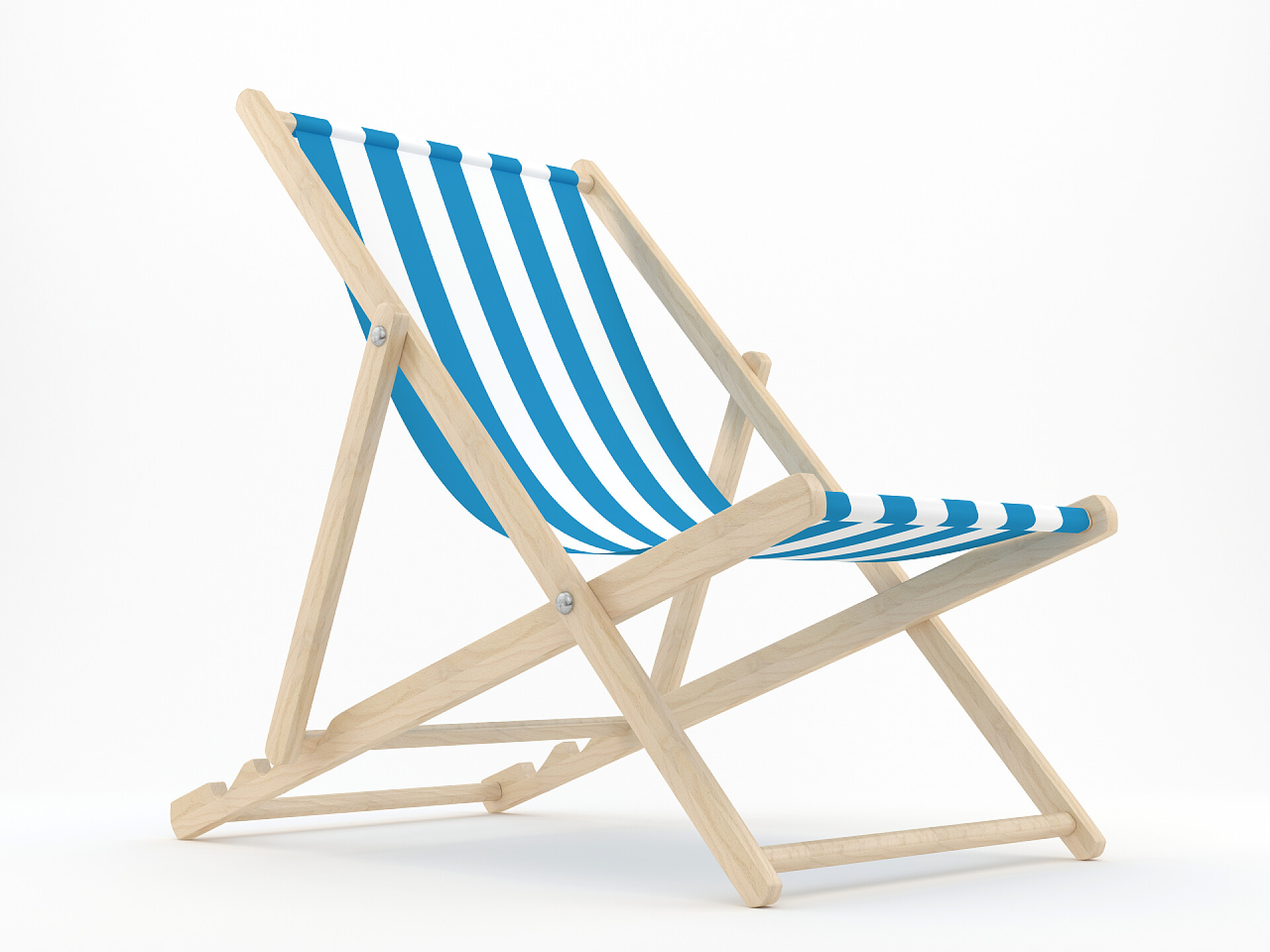 度假白色背景的沙滩椅特写