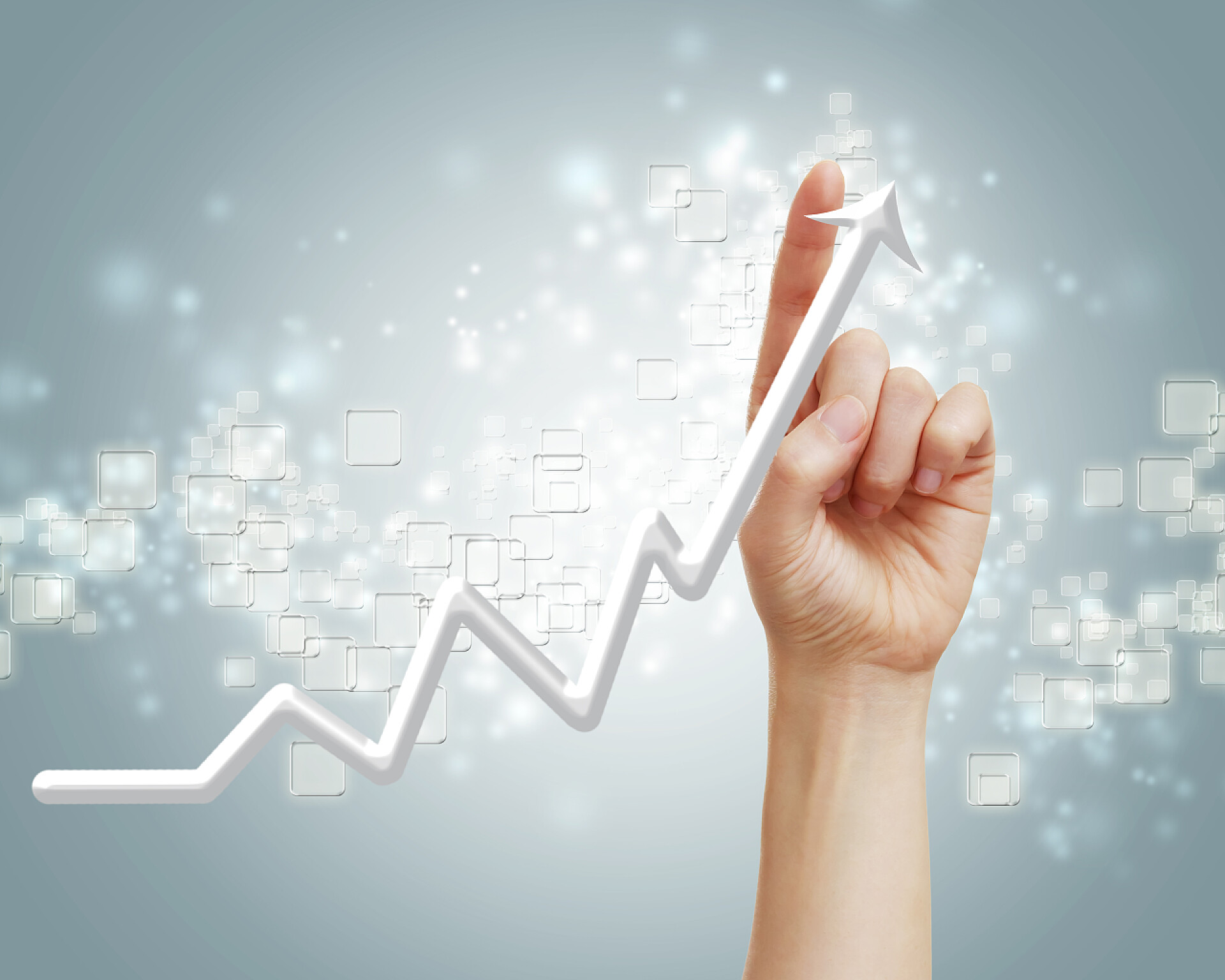 跟随手指不断上升的箭头商业