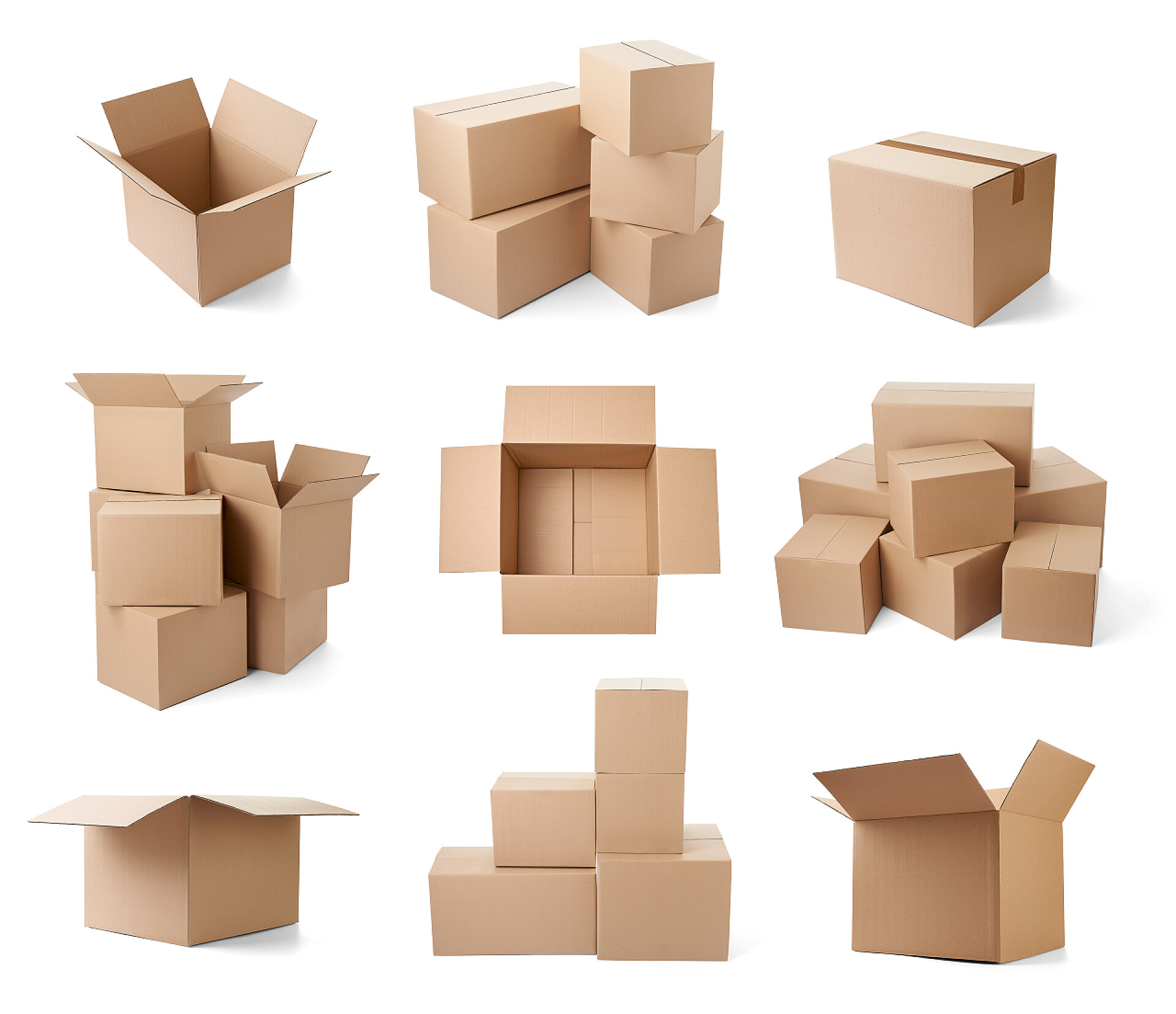 白色背景上的纸盒子物流运输