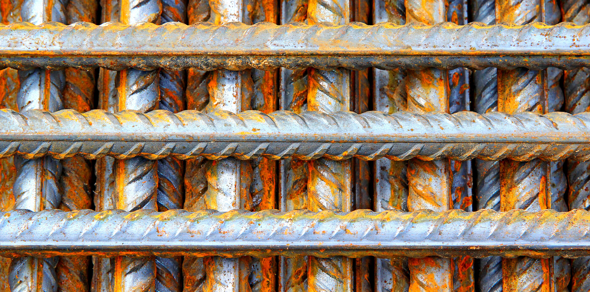 工业建筑材料制造横向堆积的钢筋