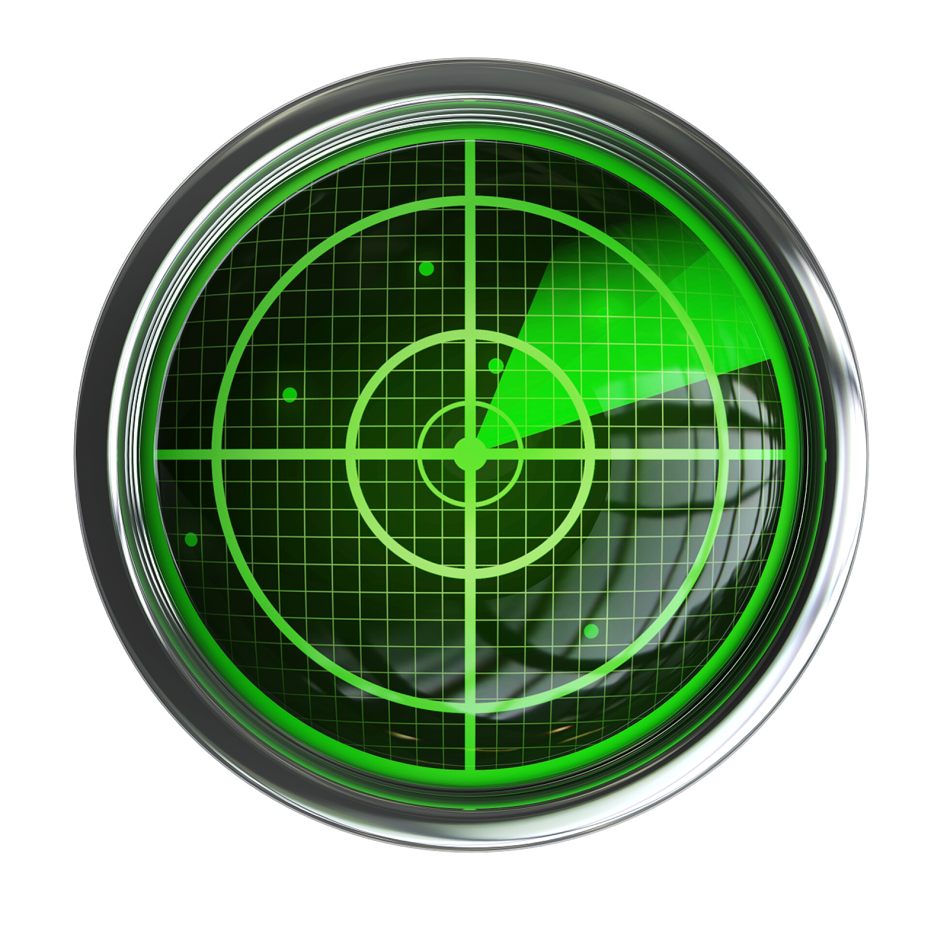 白色背景下的雷达显示器