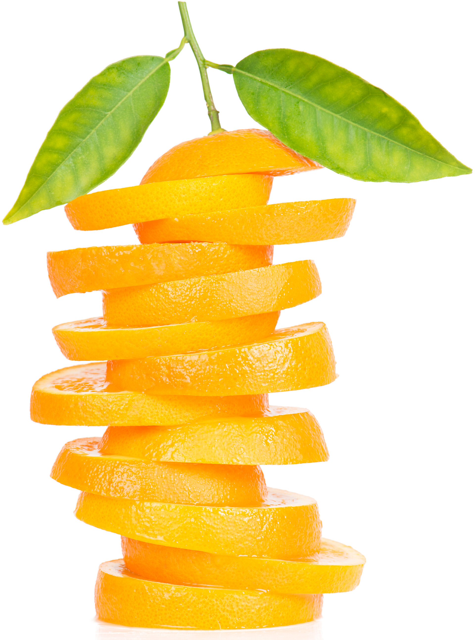 水果切片在白色背景上的橙子水果.