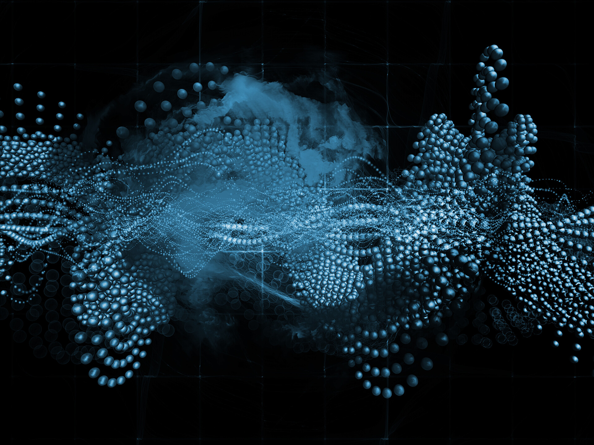 蓝色分子运动图系列分子的梦想。适合在生物学、 化学、技术、科学和教育的项目中使用和组成的概念性的原子、分子和分形元素的背景