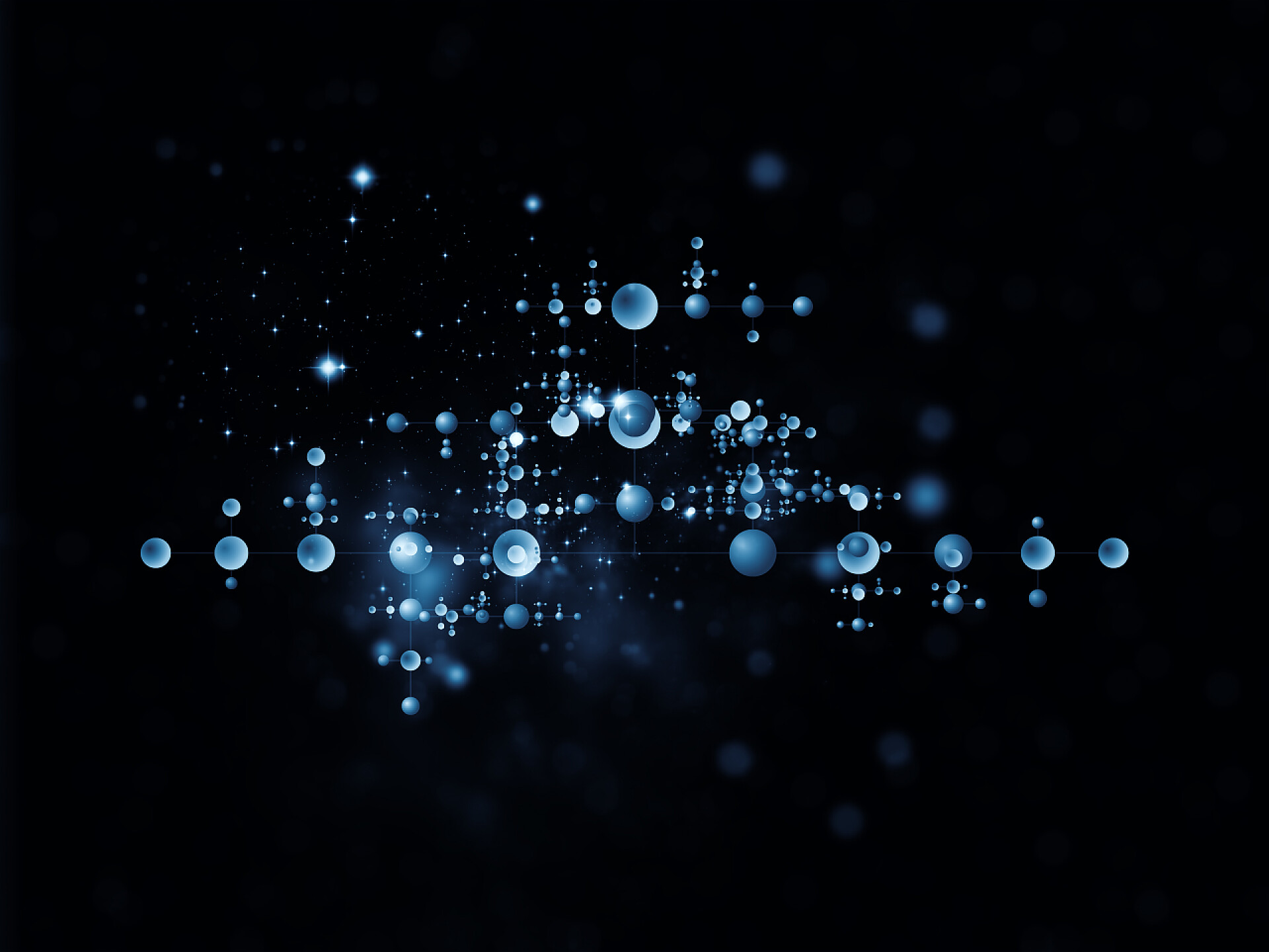 黑色背景上的渲染原子