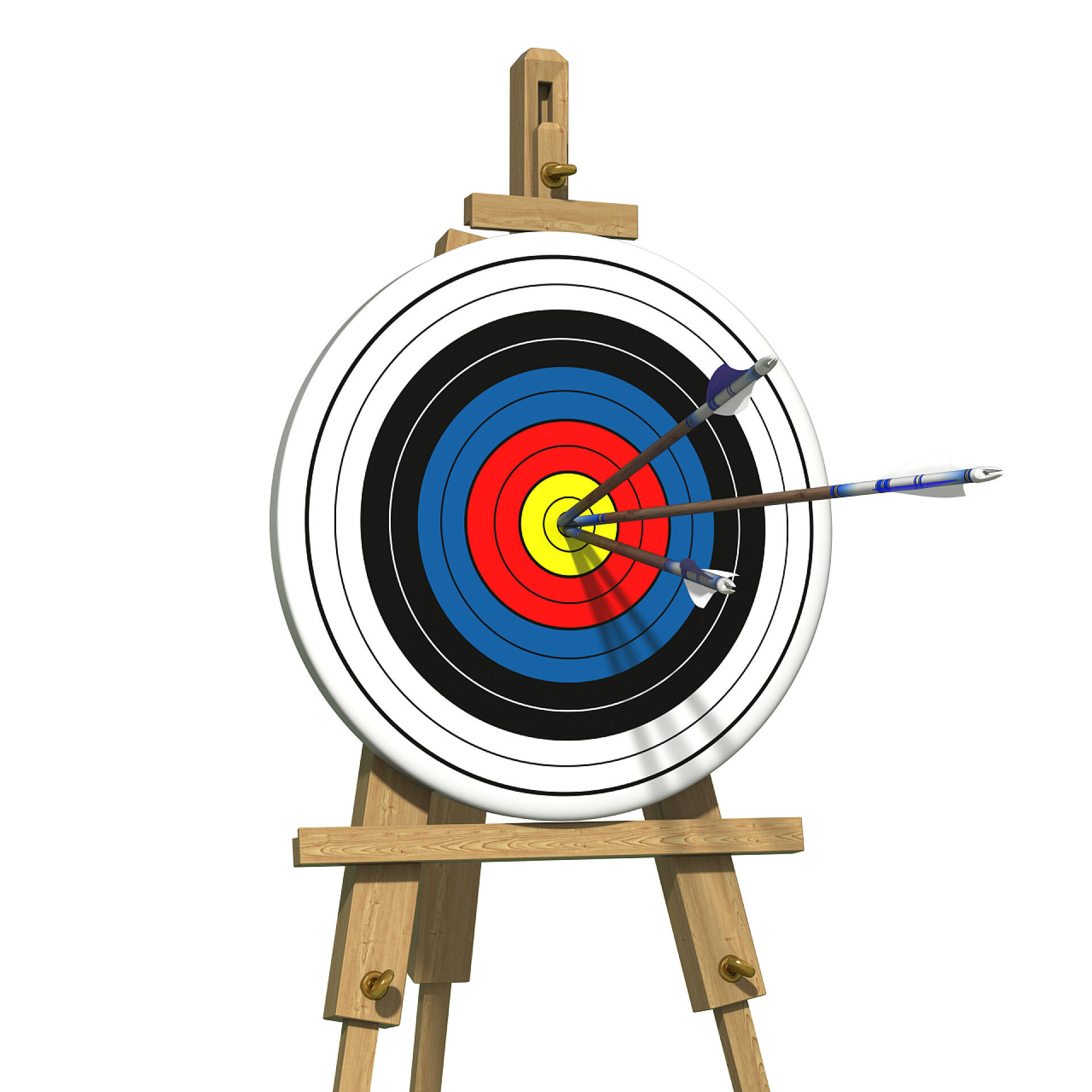 白色背景上箭靶子插着三根箭头商务业务目标