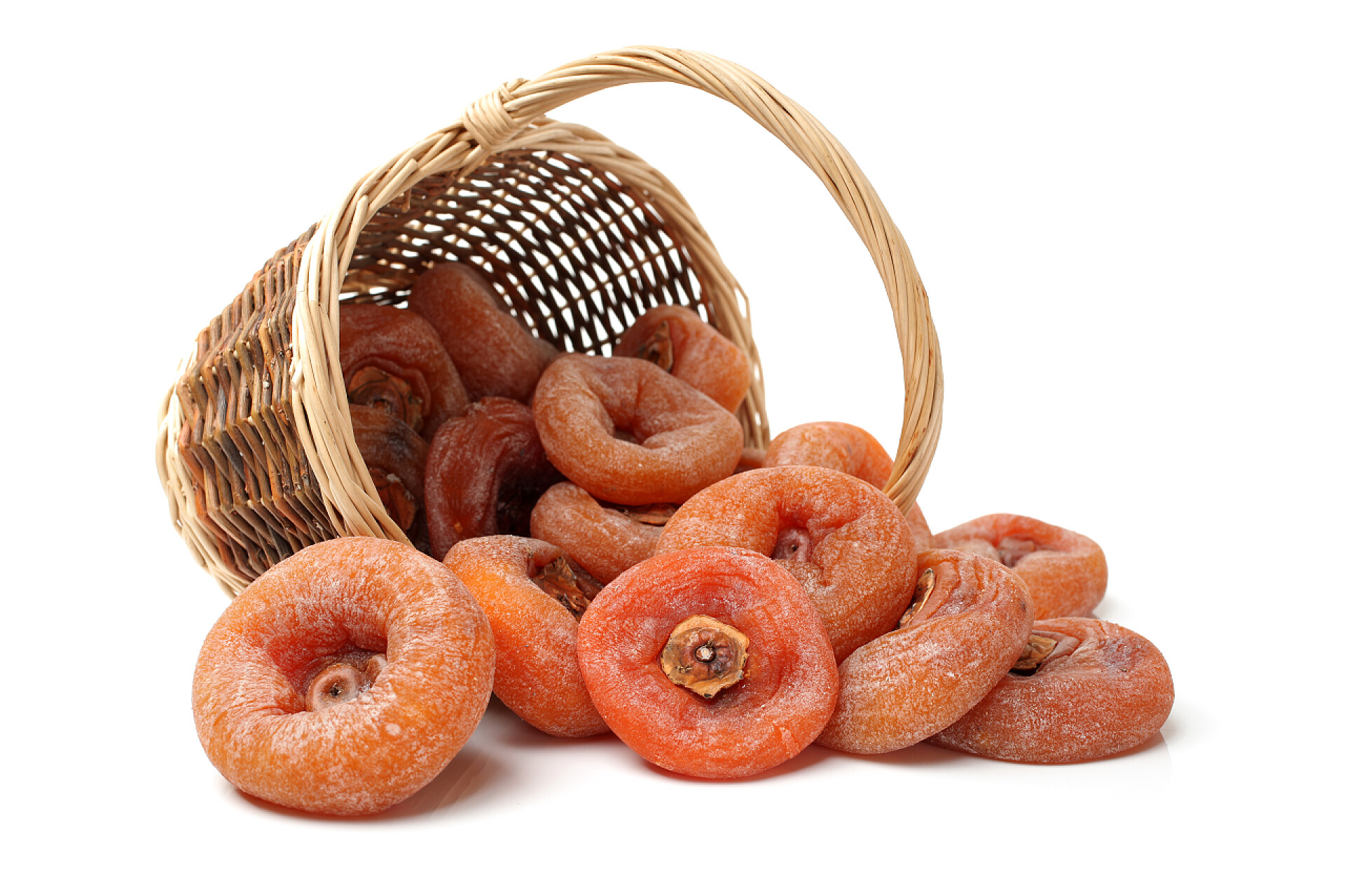 篮子里散落的柿饼水果