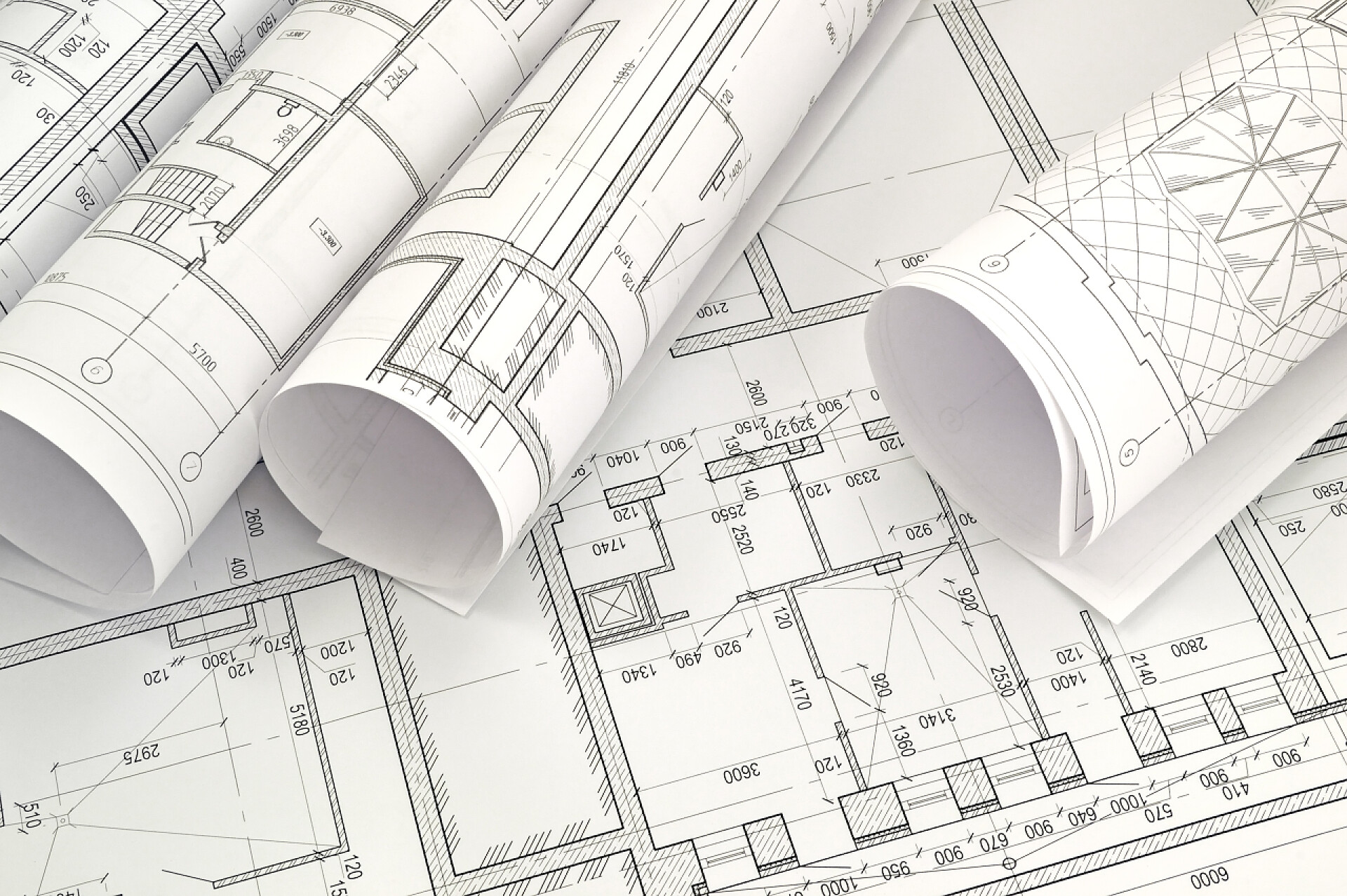 建筑图纸白色背景上的设计图特写