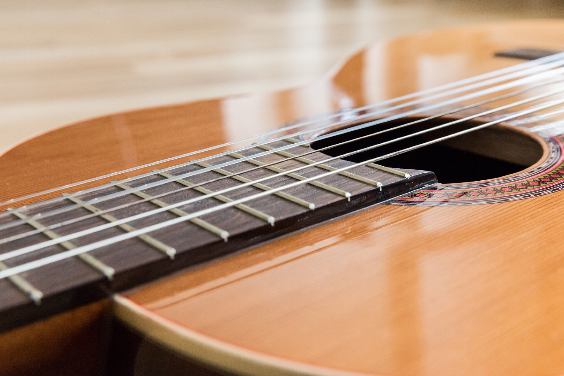 古典吉他的特写乐器