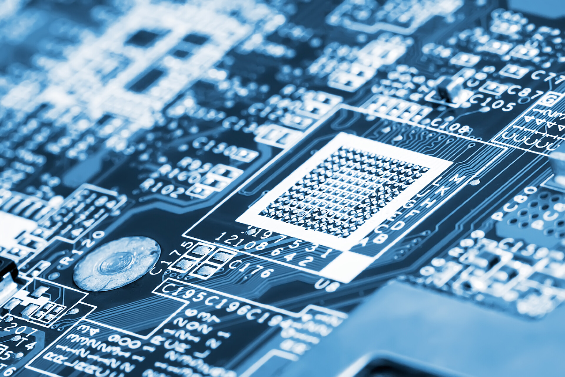 蓝色科技背景电路板特写电子行业