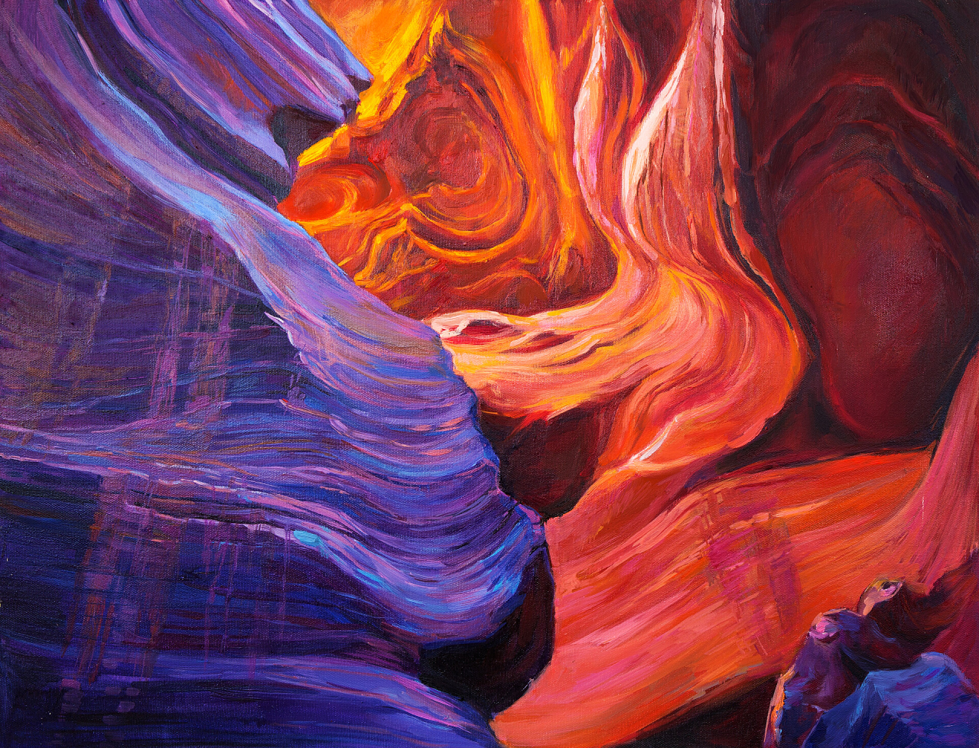 现代印象主义抽象油画峡谷地理地貌