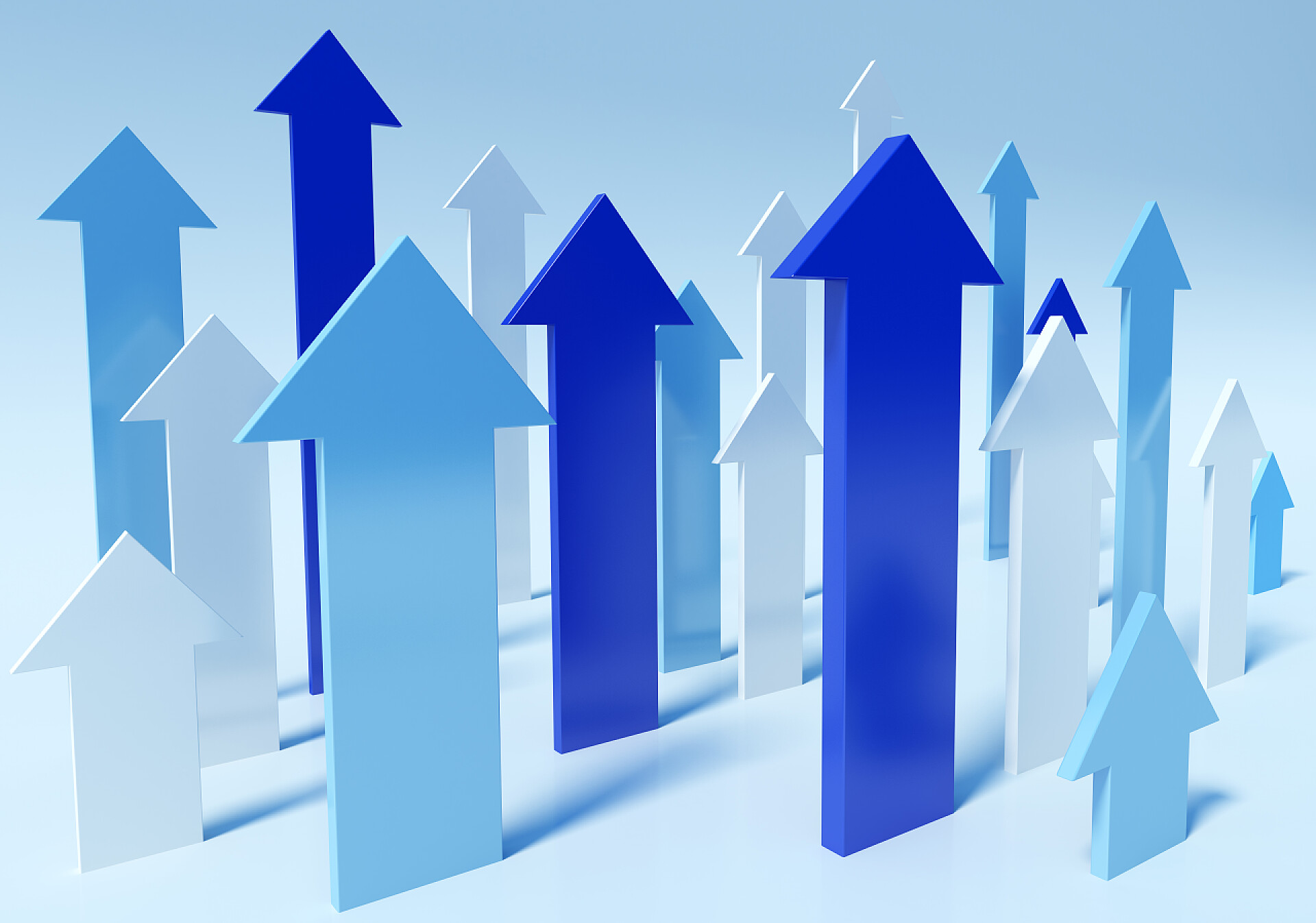 商务商业不同蓝色抽象三维的向上箭头